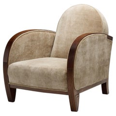 Art Deco Armchair with Carved Wooden Details, Europe First half of the 20th C