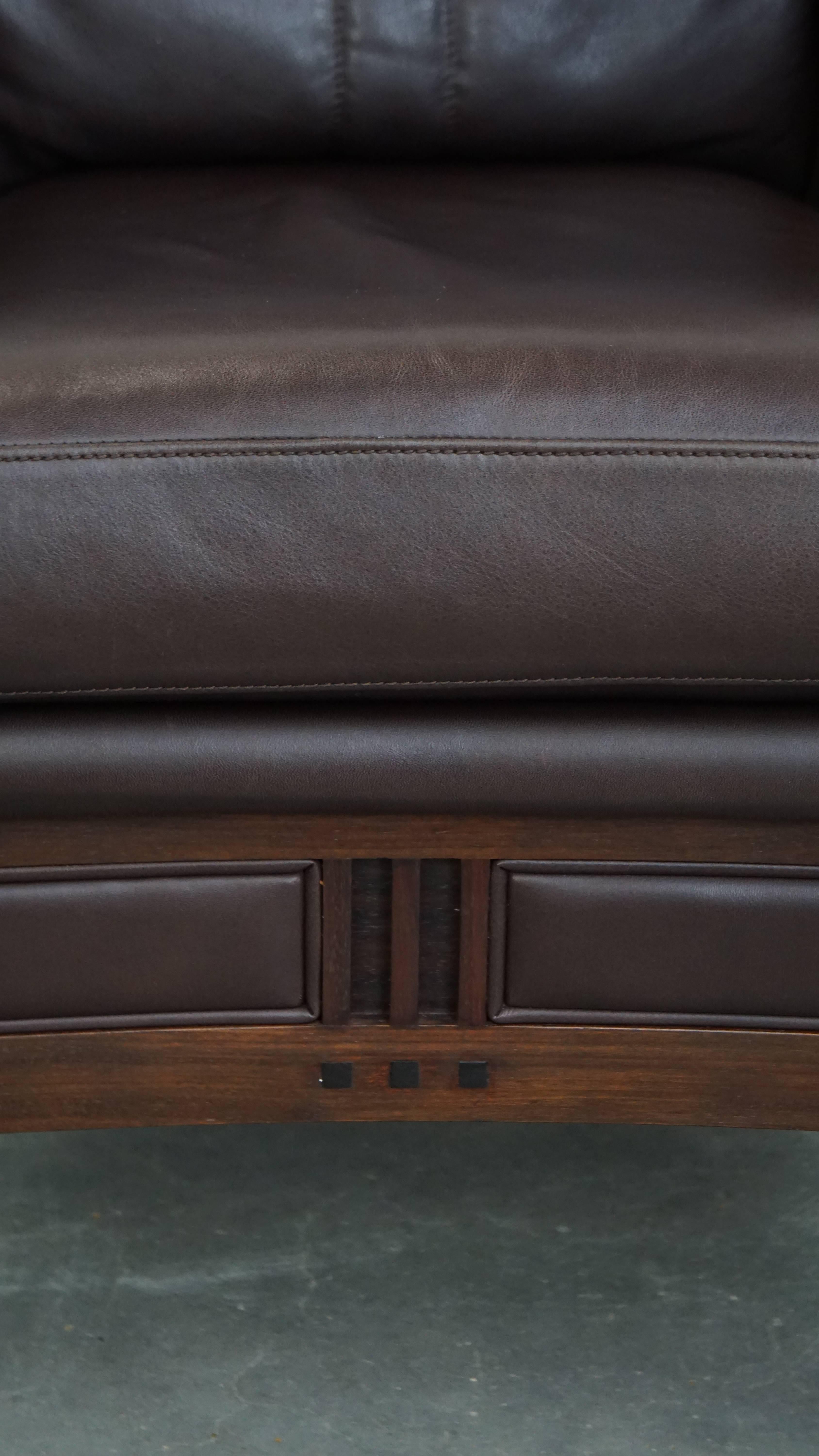 Poltrona Art Deco con pelle marrone scuro in vendita 7