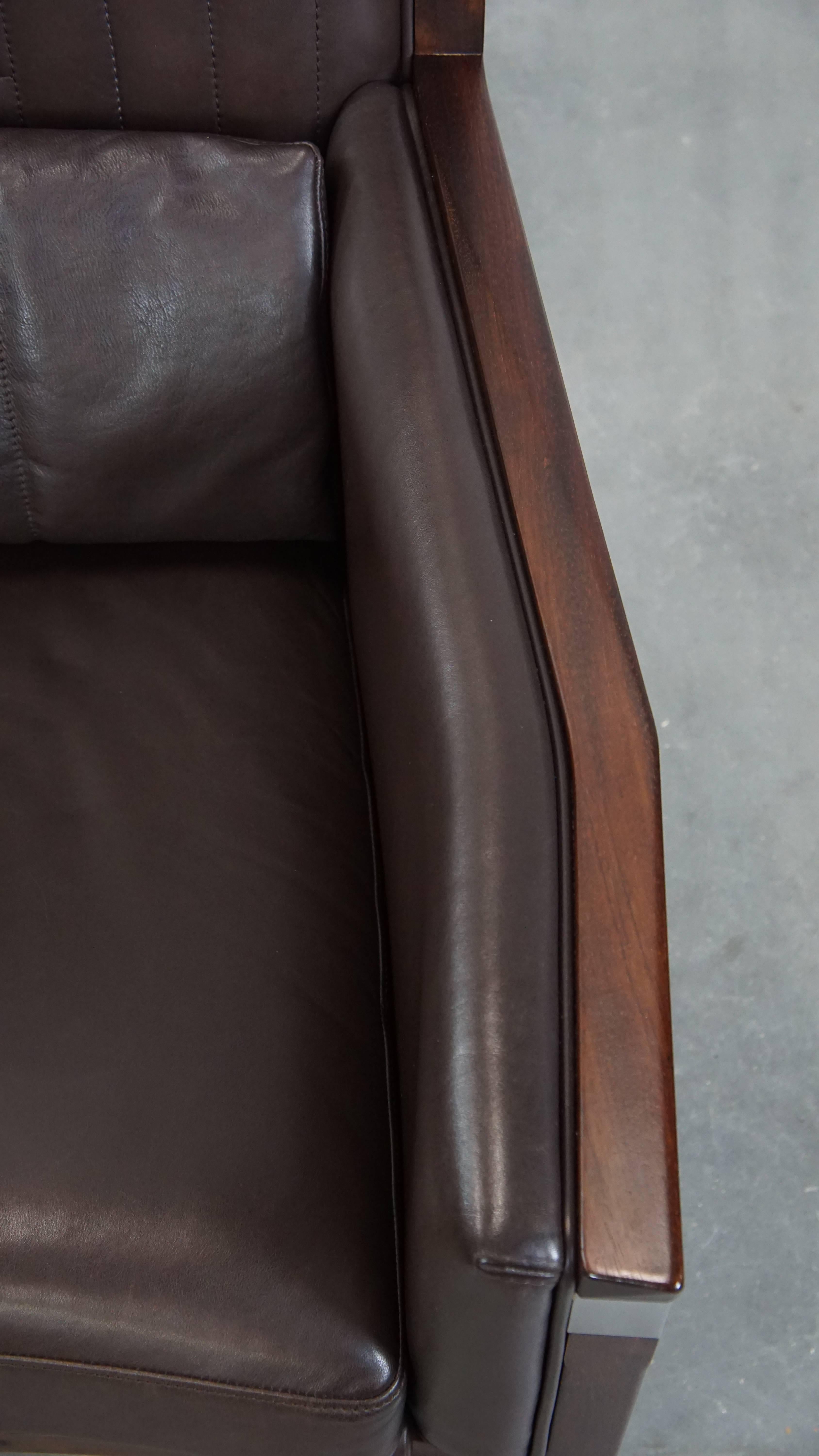 Poltrona Art Deco con pelle marrone scuro in vendita 1