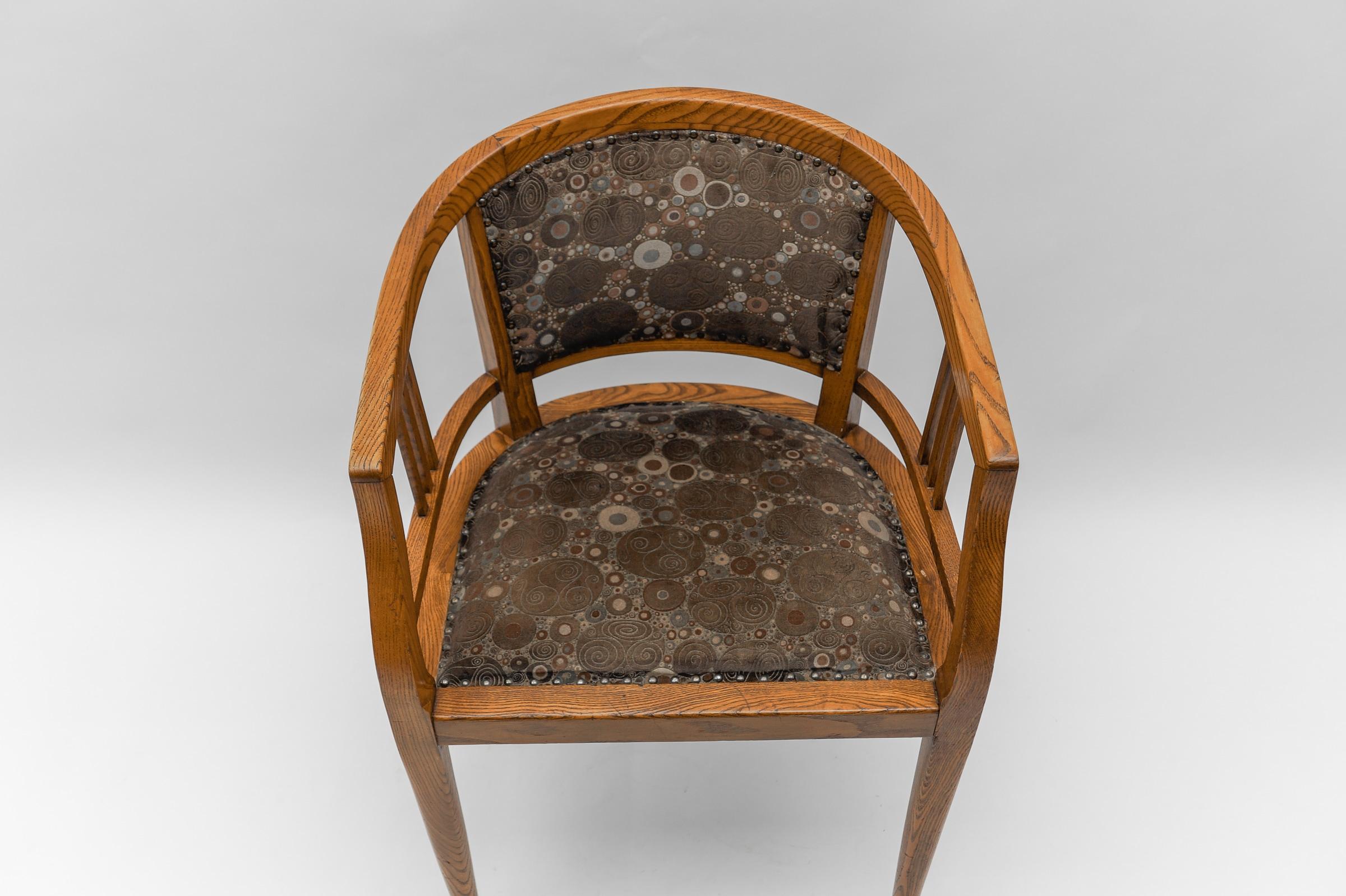 Art Deco Armchair with Gustav Klimt Upholstery Fabric, 1930s Austria For Sale 8