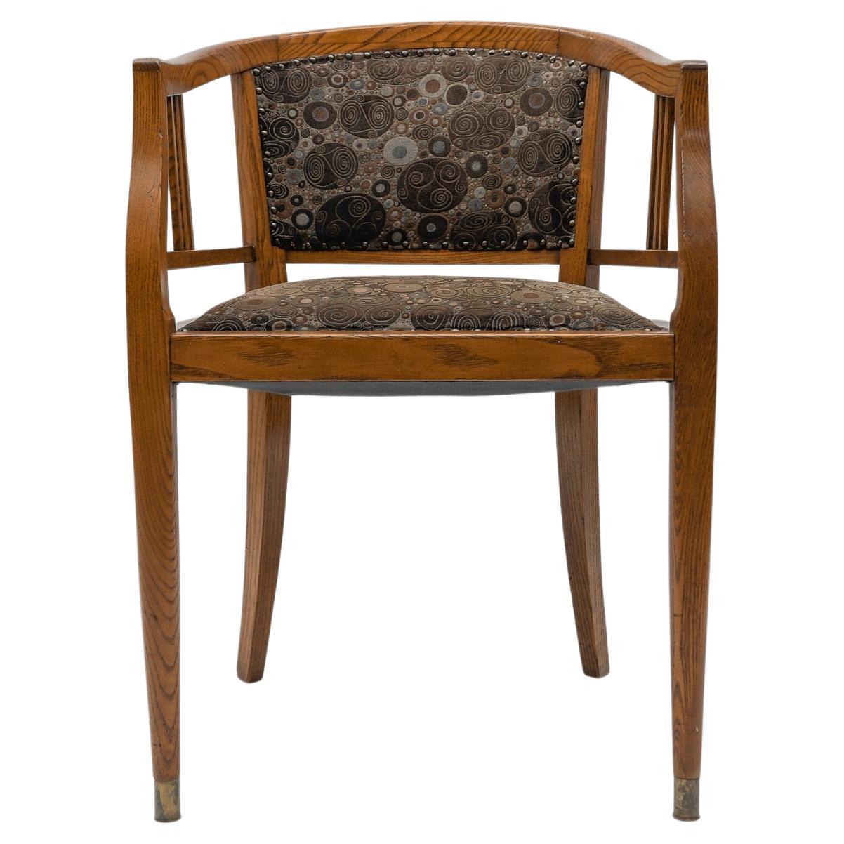 Art Deco Armchair with Gustav Klimt Upholstery Fabric, 1930s Austria For Sale