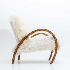 Art Deco Armchair with Sheepskin Cover, 1940s