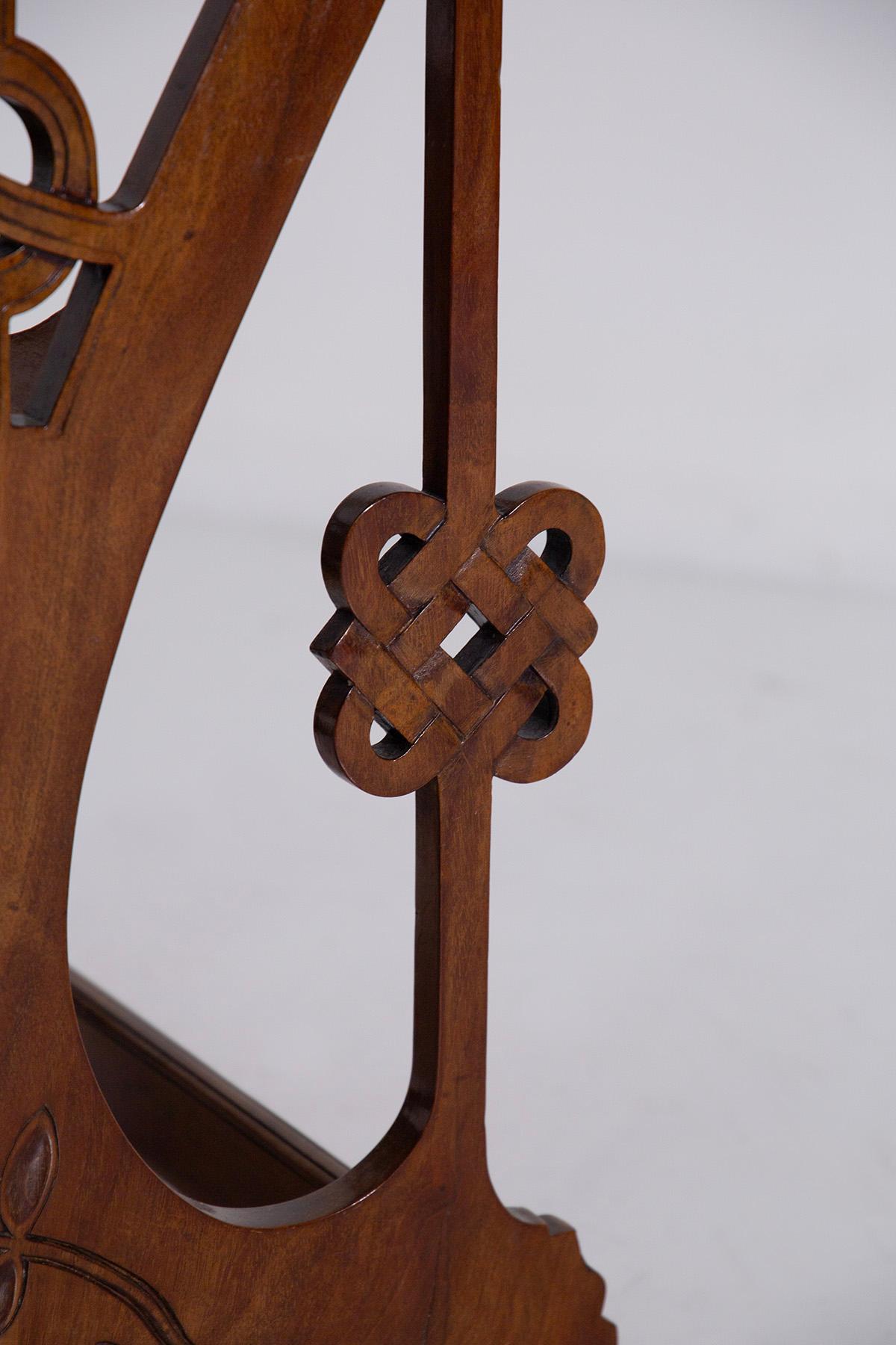 Mid-20th Century Art Deco Armchair Wood and Floral Fabric For Sale