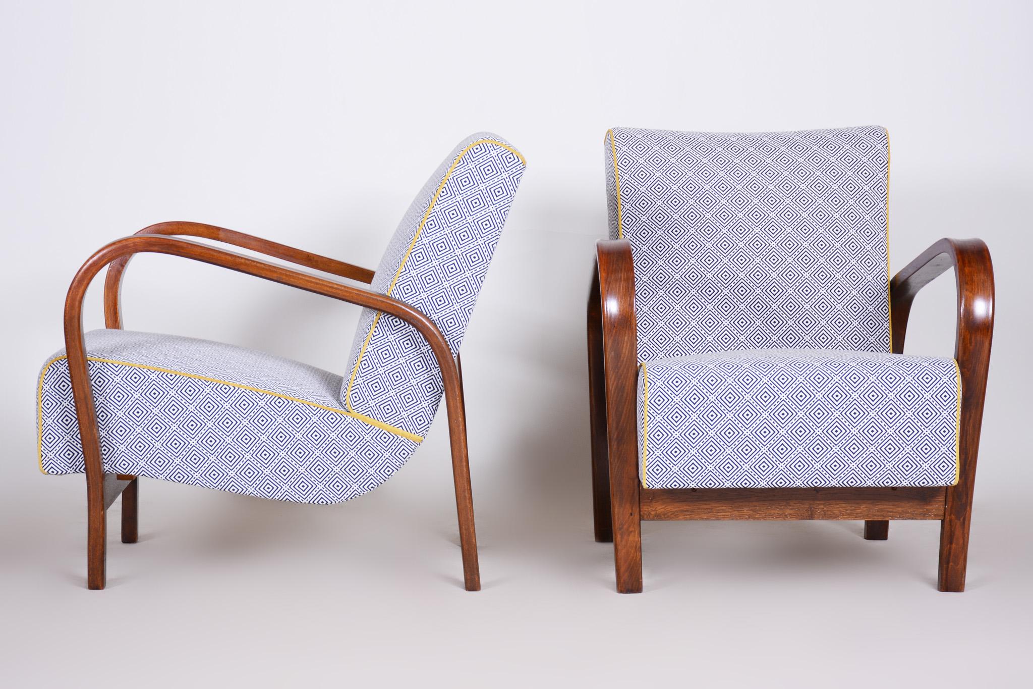 Mid-20th Century Art Deco Armchairs, 1930s Czechia, Beech, Designed by Koželka and Kropáček For Sale