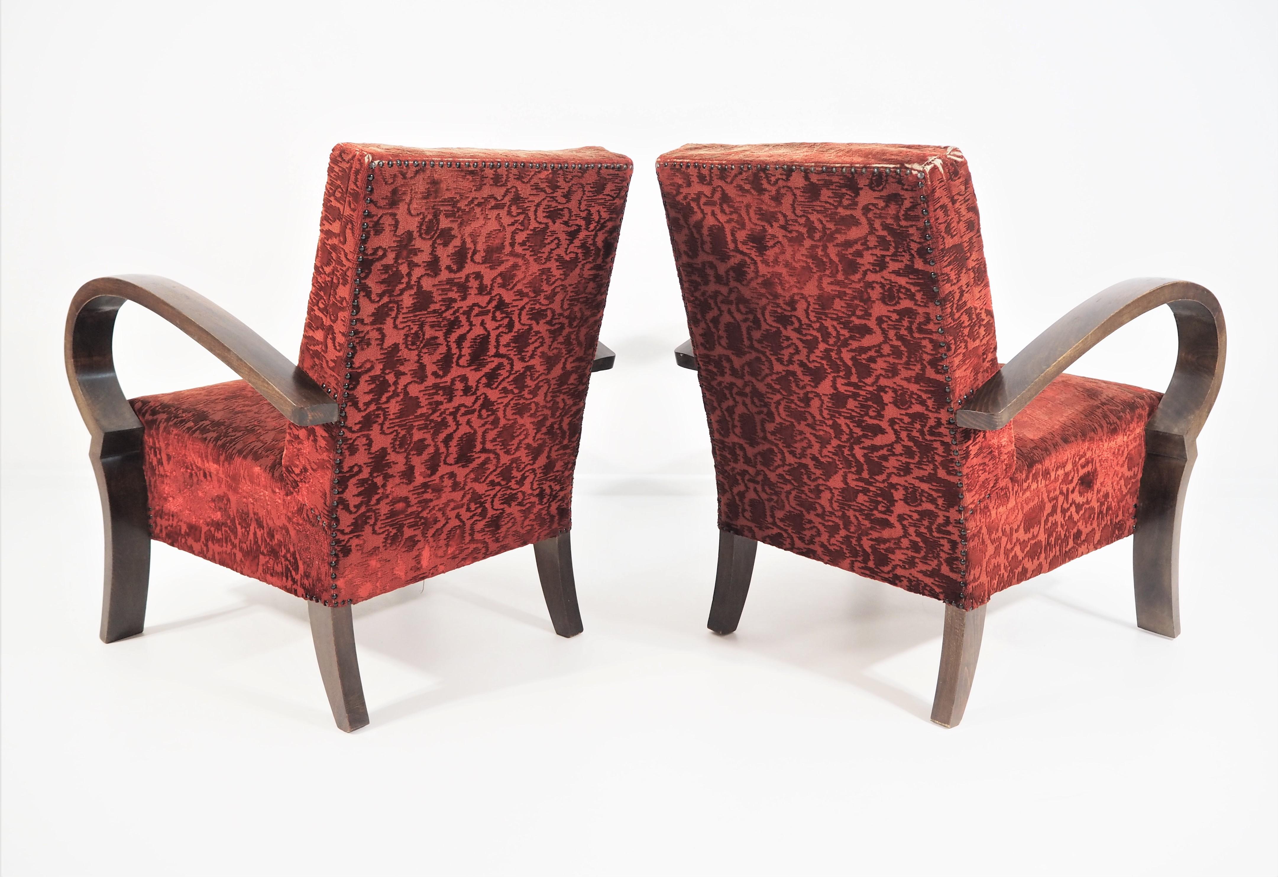 Hungarian Art Deco Armchairs, 1940s, Set of 2 For Sale