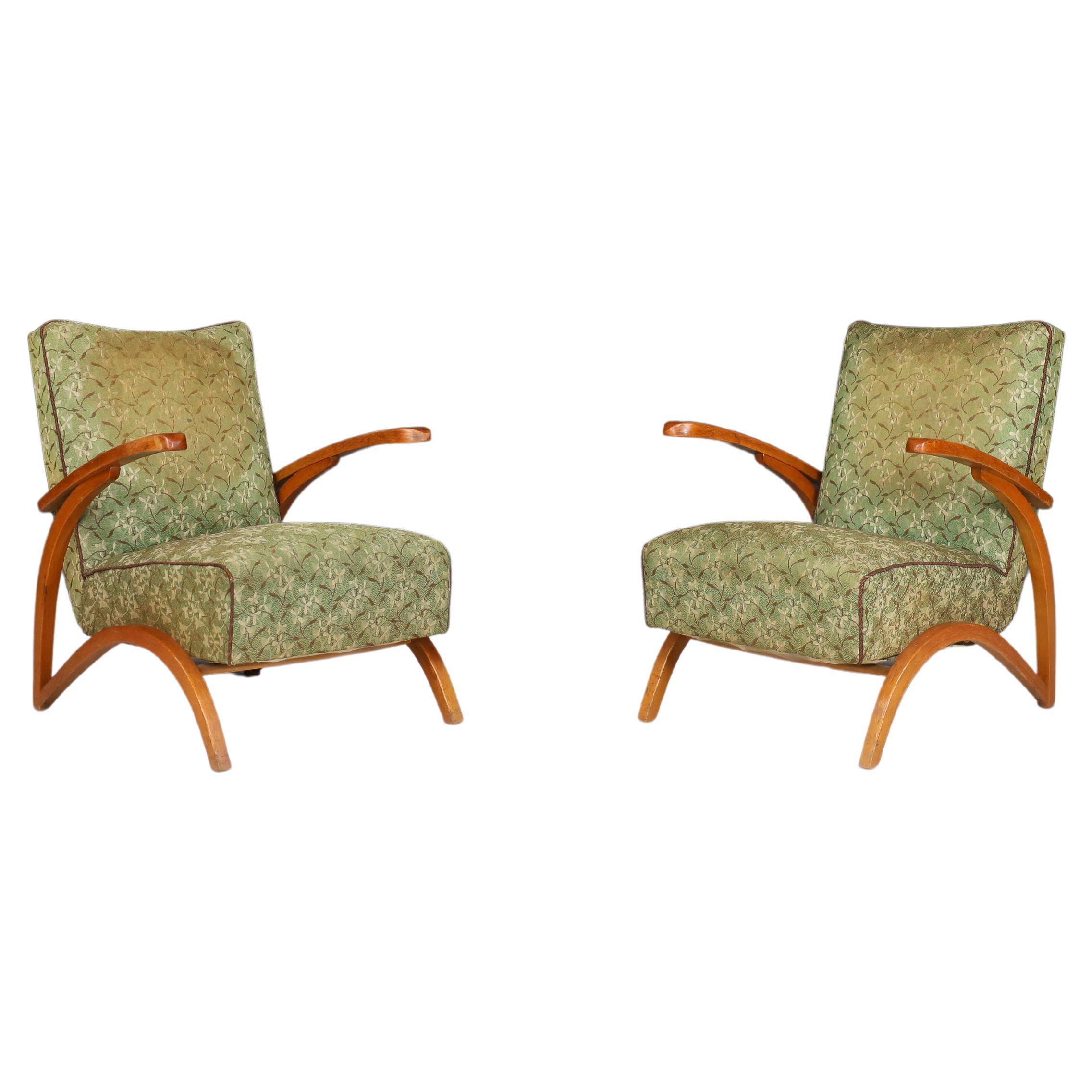 Art deco armchairs, and lounge chairs, by the Czech designer Jindrich Halabala C
