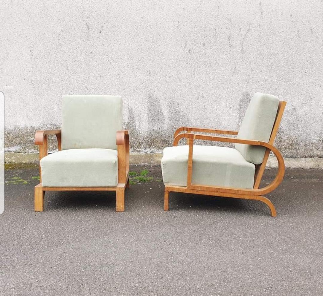Art déco-Sessel, Österreich, 1930er Jahre, 2er-Set, Set (Österreichisch)