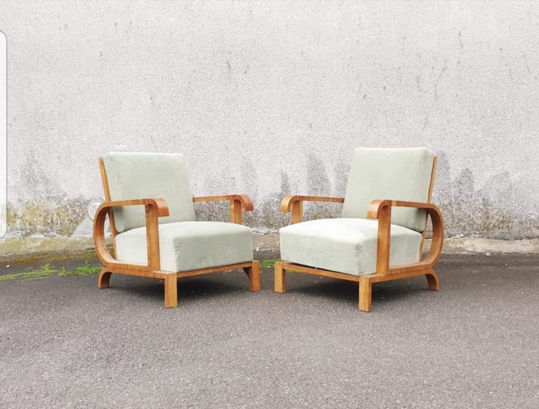 Art déco-Sessel, Österreich, 1930er Jahre, 2er-Set, Set im Zustand „Gut“ in Lucija, SI