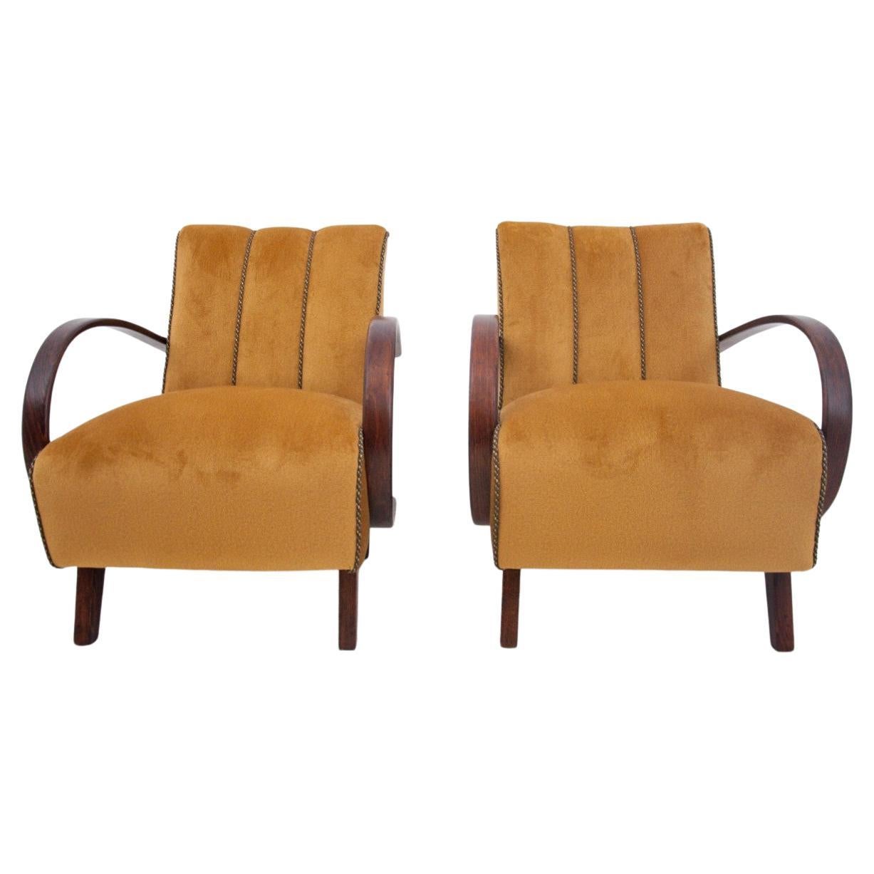 Art Deco armchairs by J. Halabala, Czech Republic, 1930s