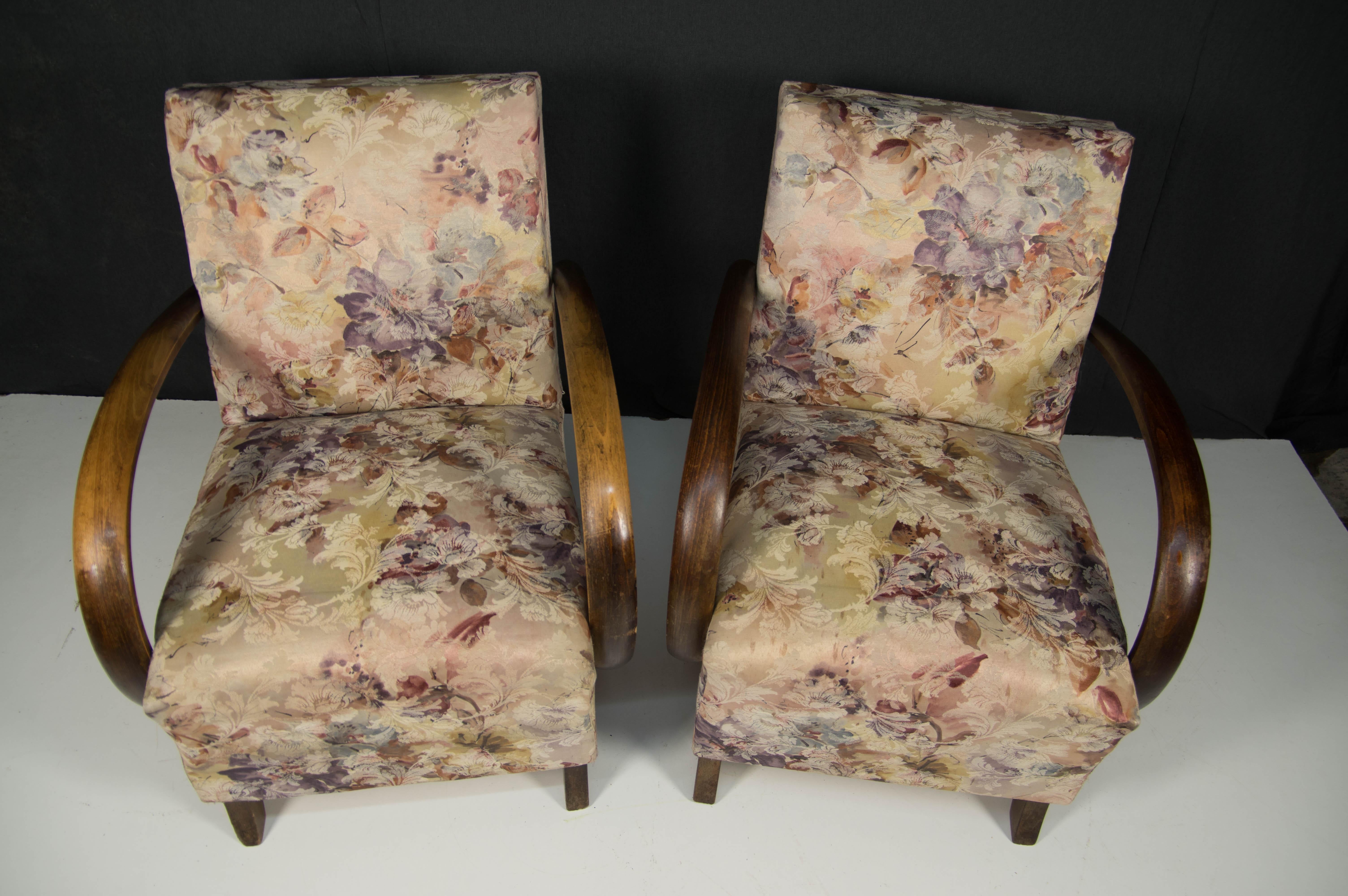 Art Deco Armchairs by Jindrich Halabala, 1940s, Set of Two In Good Condition In Praha, CZ