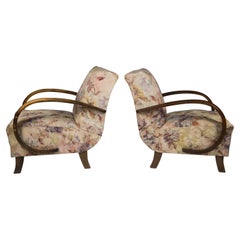 Art Deco Armchairs by Jindrich Halabala, 1940s, Set of Two Art Deco Armchairs by Jindrich Halabala, 1940s, Set of Two