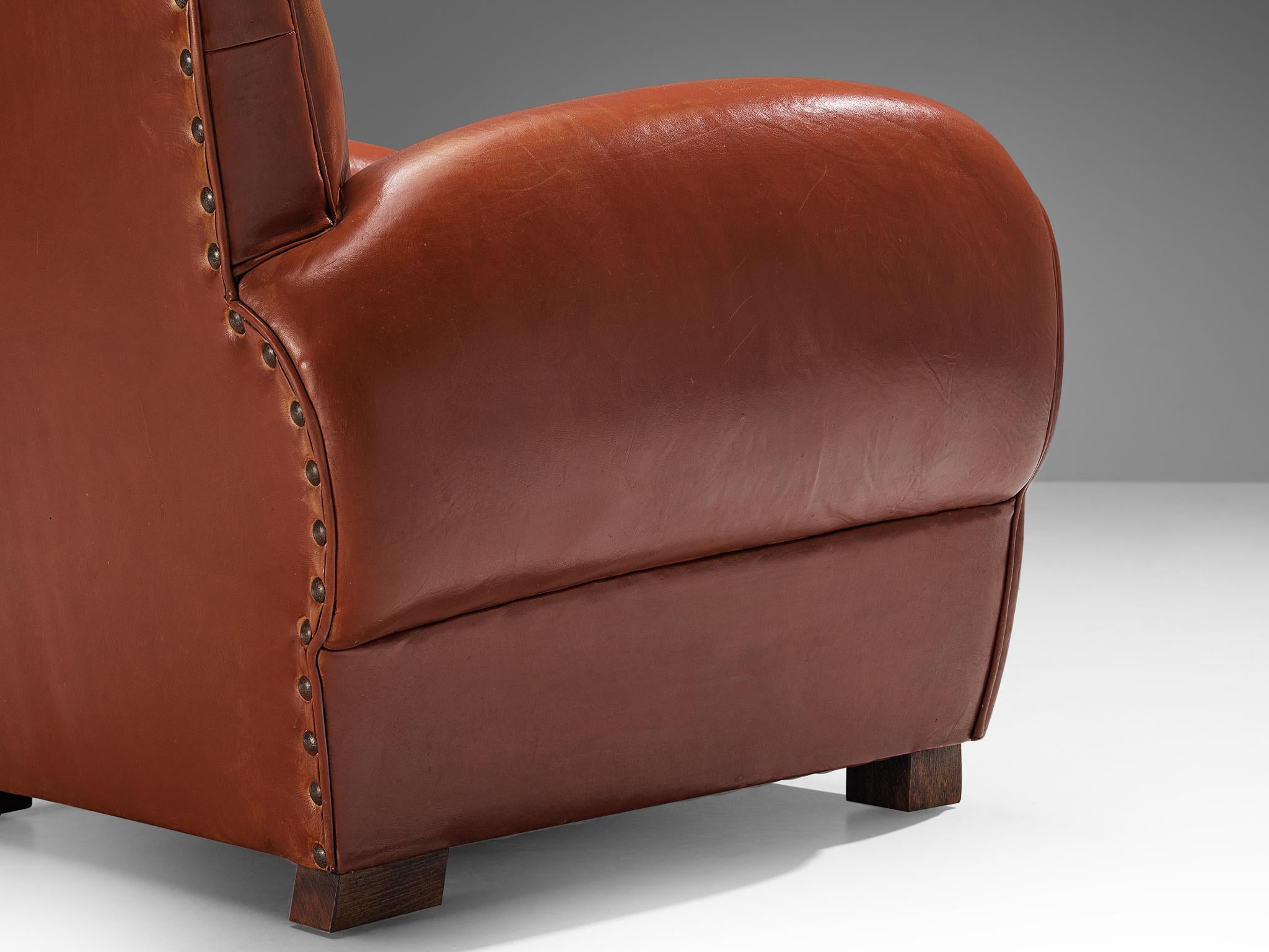 Paire de fauteuils Art Déco de Maurice Rinck en cuir en vente 3