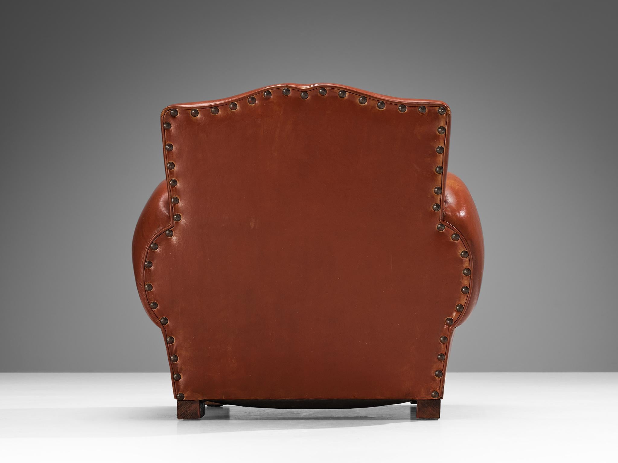 Paire de fauteuils Art Déco de Maurice Rinck en cuir en vente 2