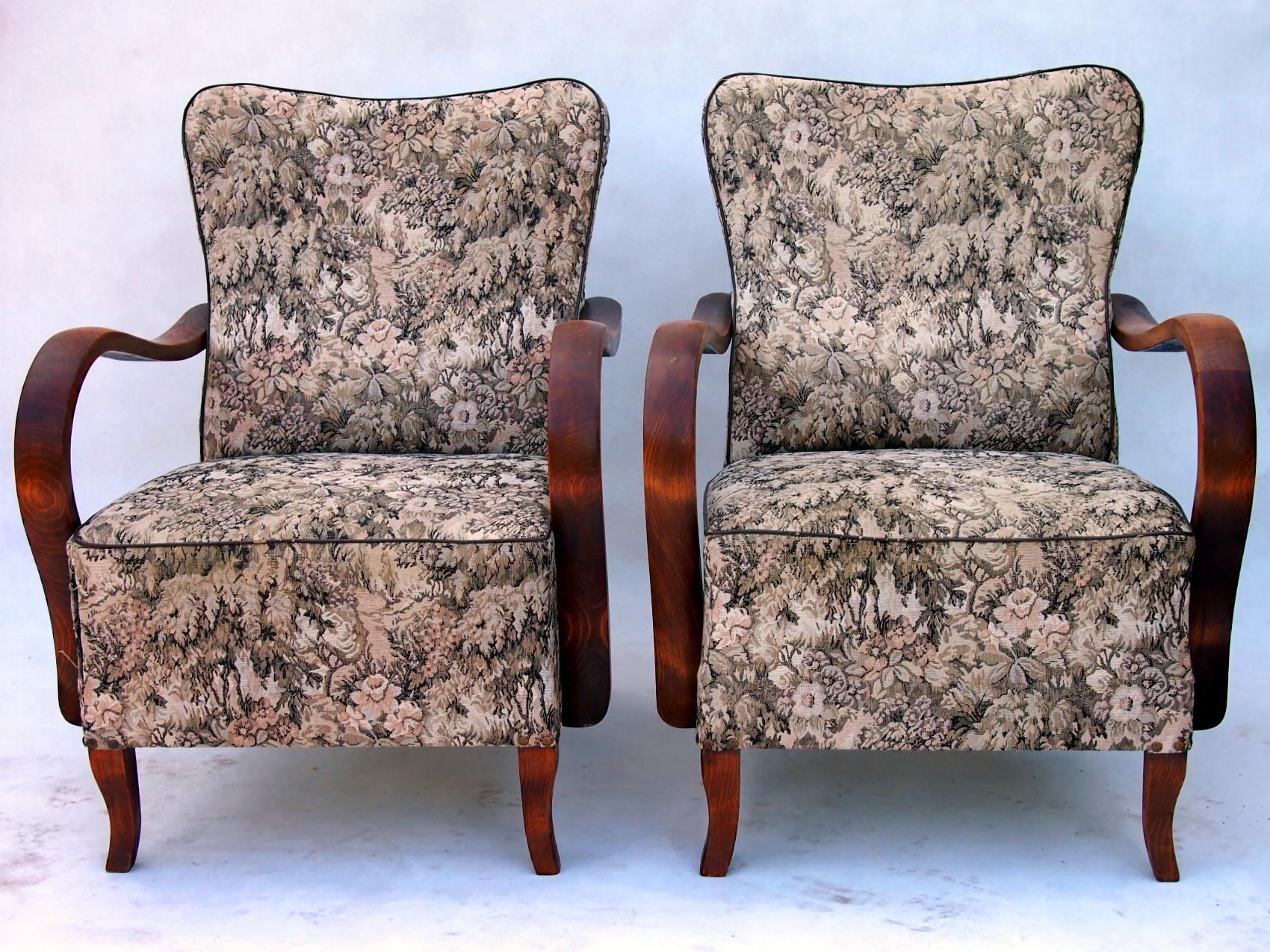 Art Deco armchairs, in original condition.