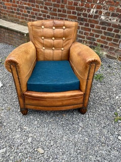 Art Deco Armchairs Covered in Leather, circa 1930