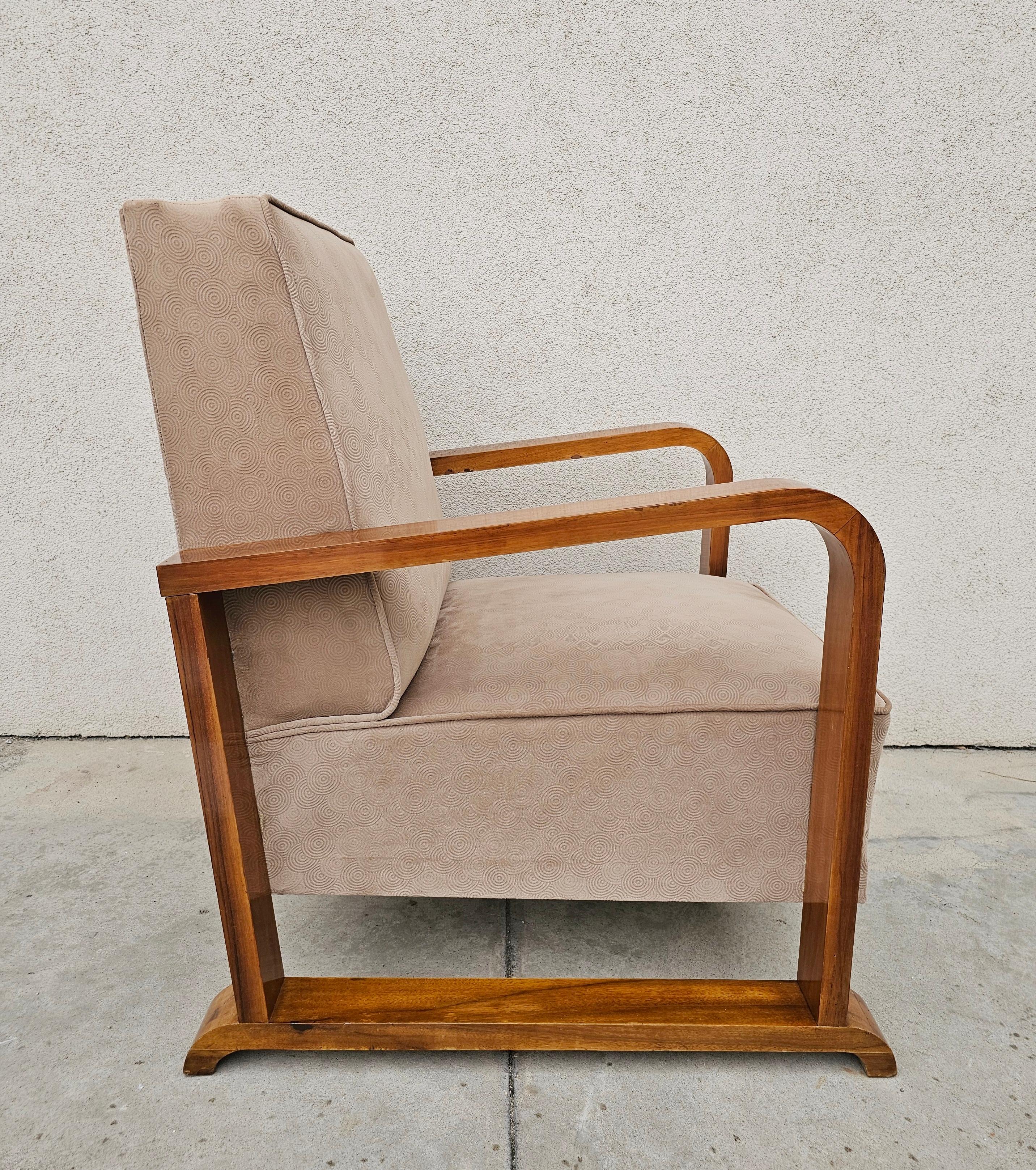 Art déco-Sessel aus massivem Nussbaumholz, Österreich 1920er Jahre im Angebot 7
