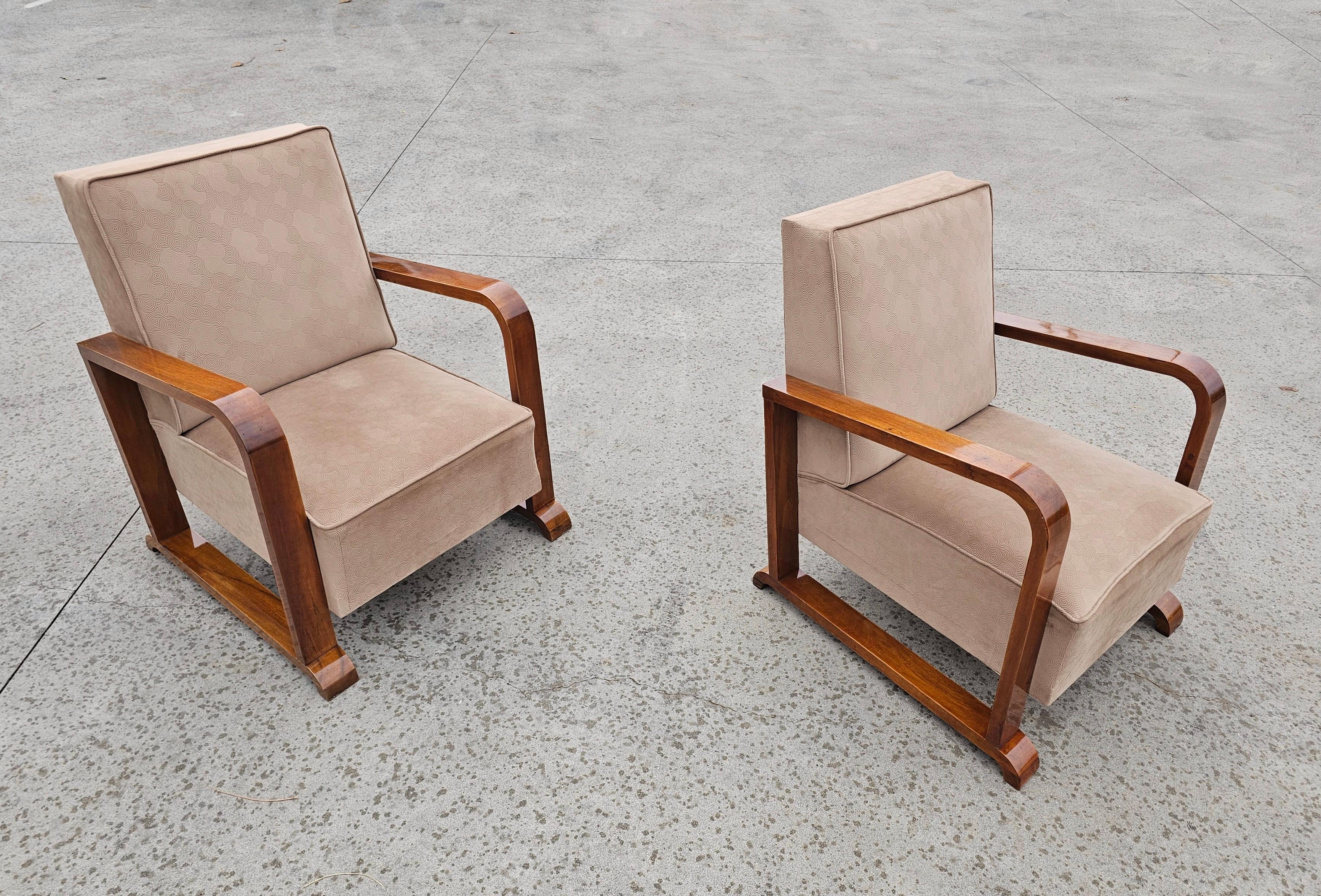Art Deco Armchairs done in solid walnut, Austria 1920s For Sale 1