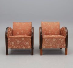 Art Deco Armchairs Early 20th Century Swedish Antique Golden Birch Bentwood Arms