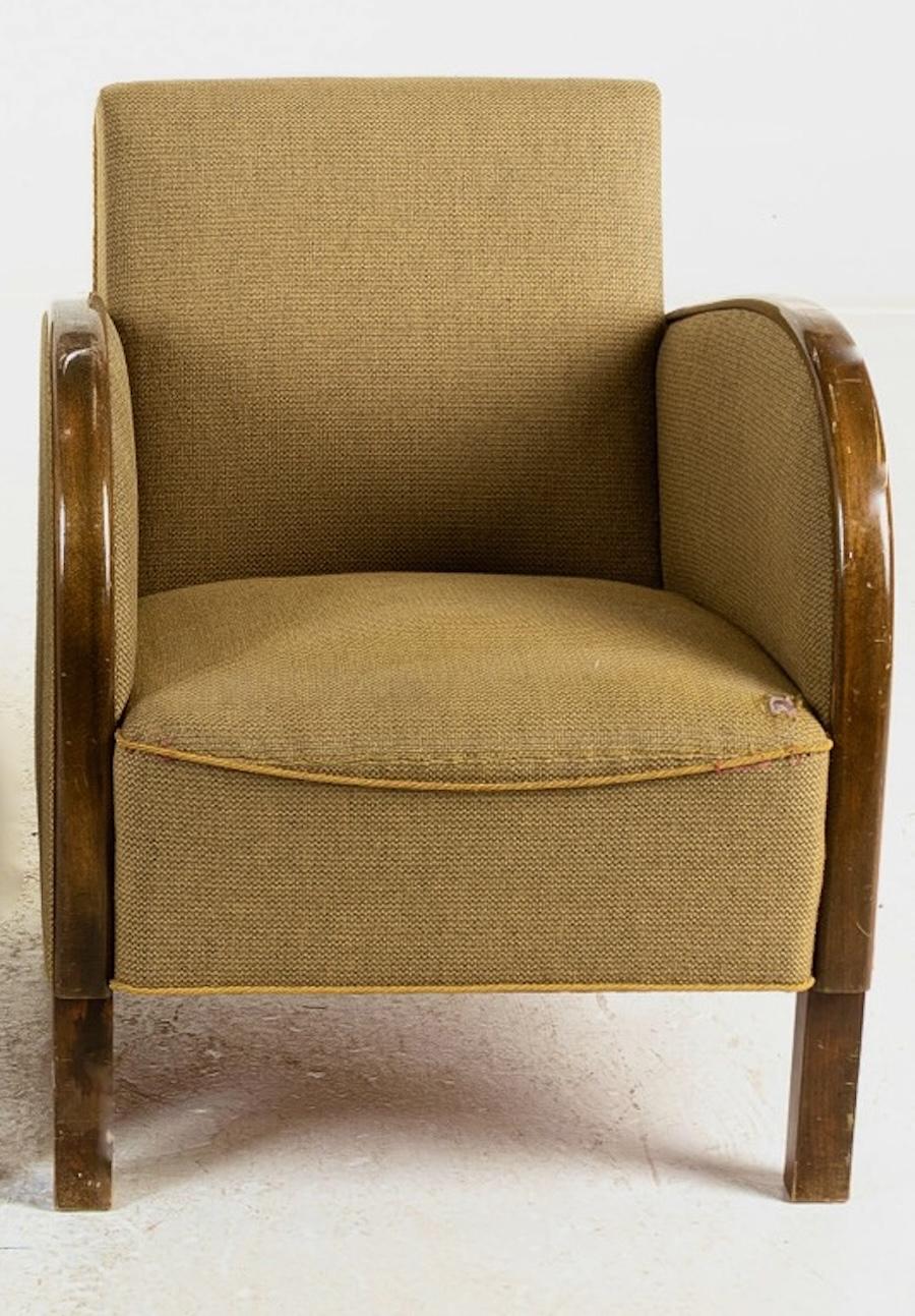 Sillones Art Decó Principios del Siglo XX Suecos Antiguos Brazos de Madera curvada de Abedul Dorado en Bueno estado para la venta en Lewes, England