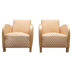 Art-déco-Sessel des frühen 20. Jahrhunderts Schwedische antike Armlehnen aus goldener Birke und Bugholz