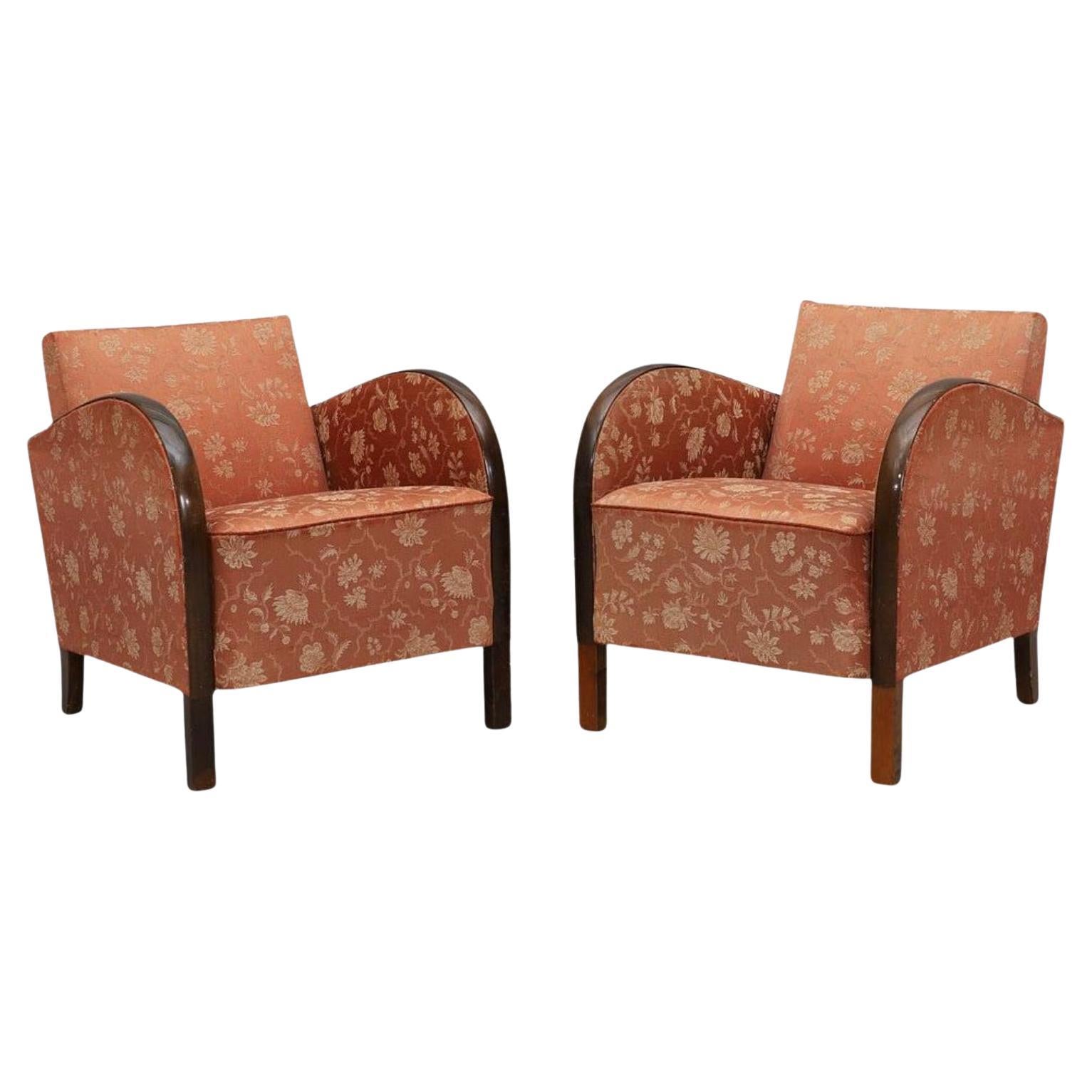 Art Deco Armchairs Early 20th Century Swedish Antique Golden Birch Bentwood Arms For Sale