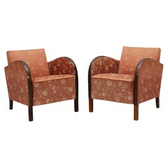 Art Deco Armchairs Early 20th Century Swedish Antique Golden Birch Bentwood Arms