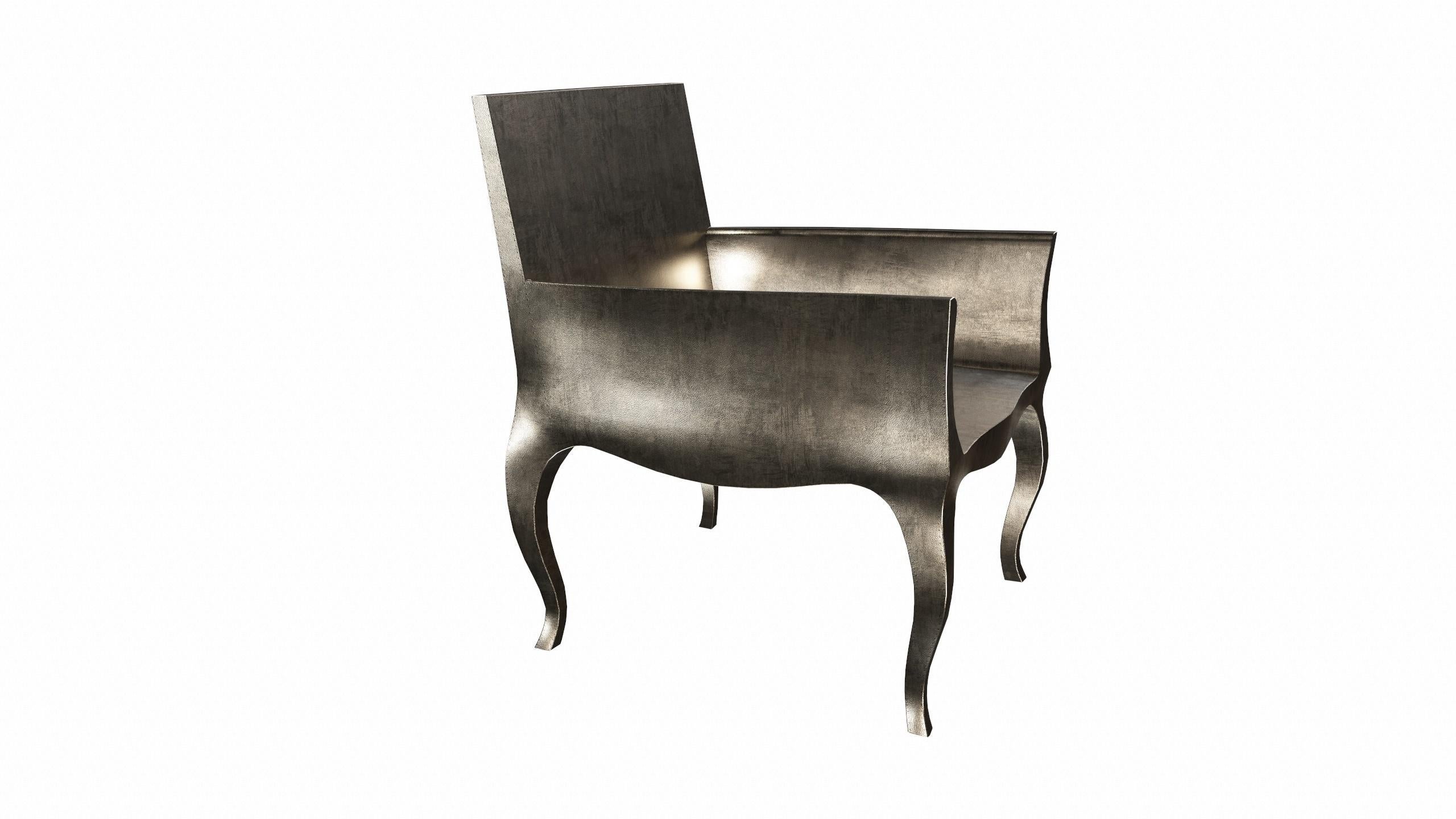 Art déco-Sessel, fein gehämmert in antiker weißer Bronze von Paul Mathieu im Angebot 3