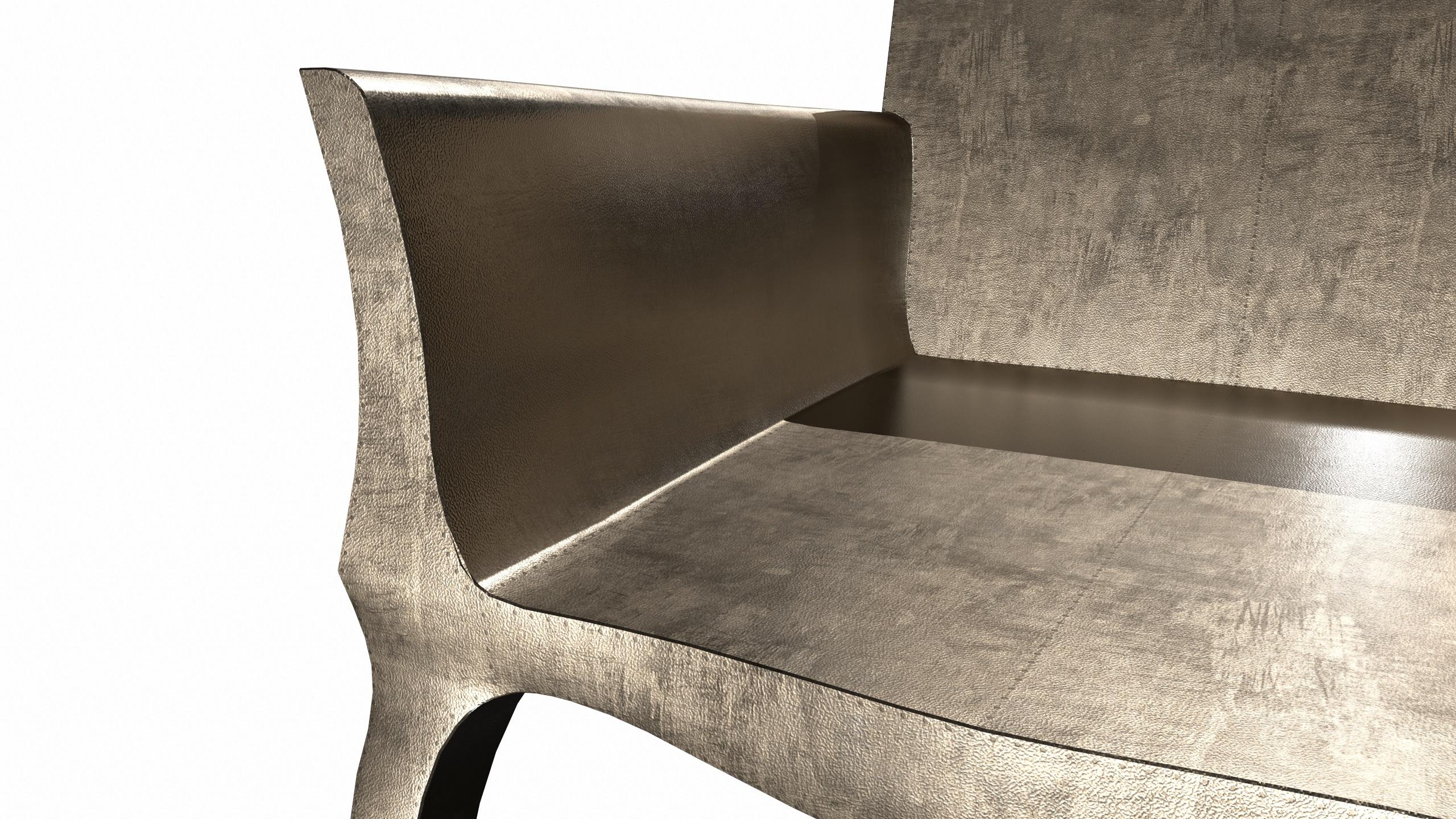 Art déco-Sessel, fein gehämmert in antiker weißer Bronze von Paul Mathieu (Sonstiges) im Angebot