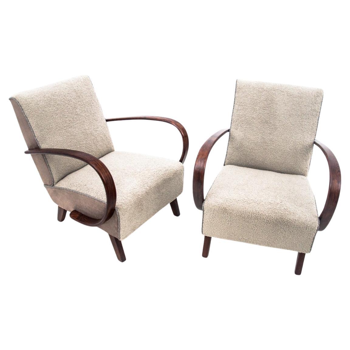 Fauteuils Art Déco H-227, Tchécoslovaquie, années 1930 Projet de J. Halabala. en vente