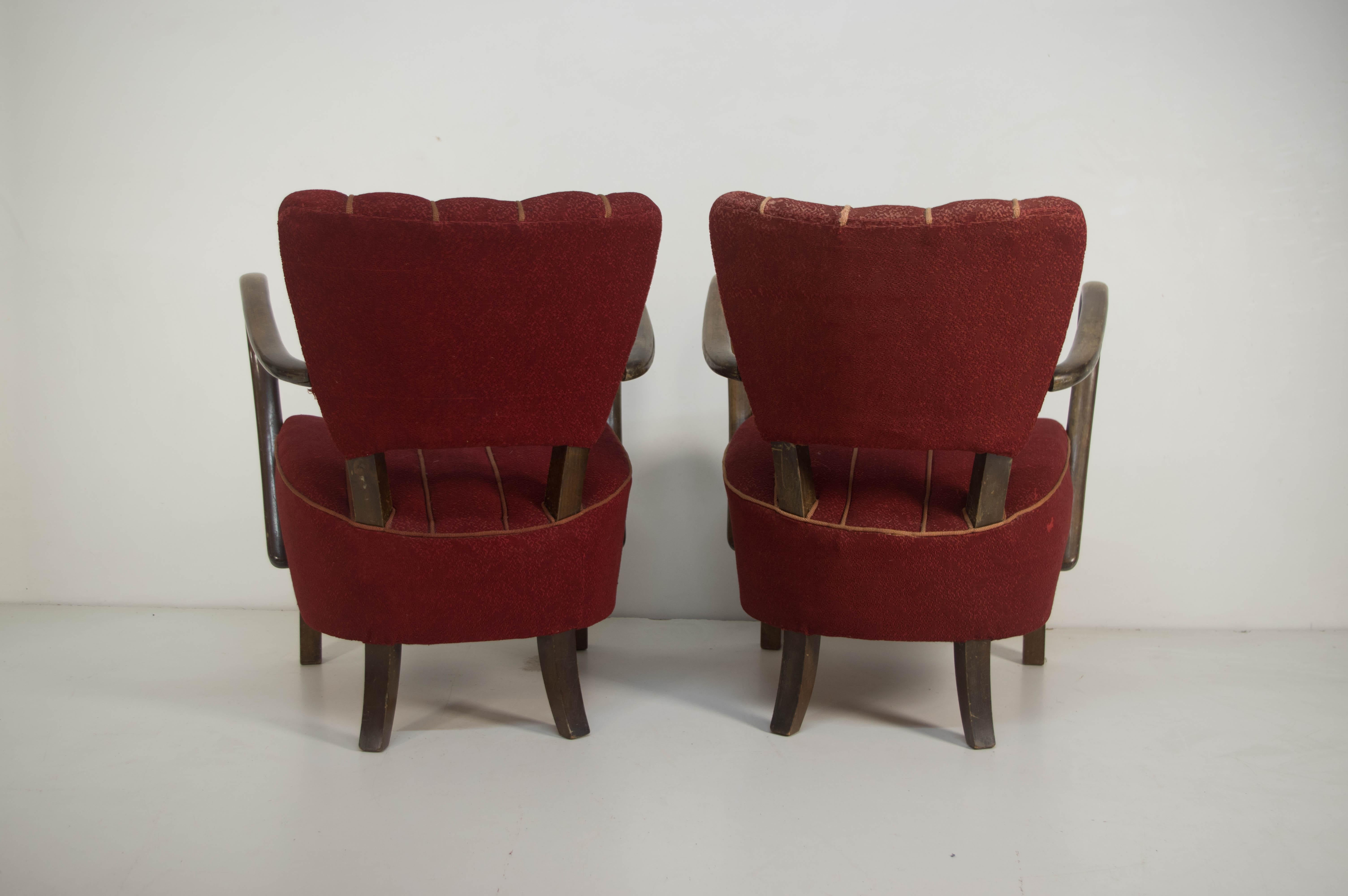 Art déco-Sessel H-237 von Halabala, 2er-Set, Halabala (Tschechisch) im Angebot