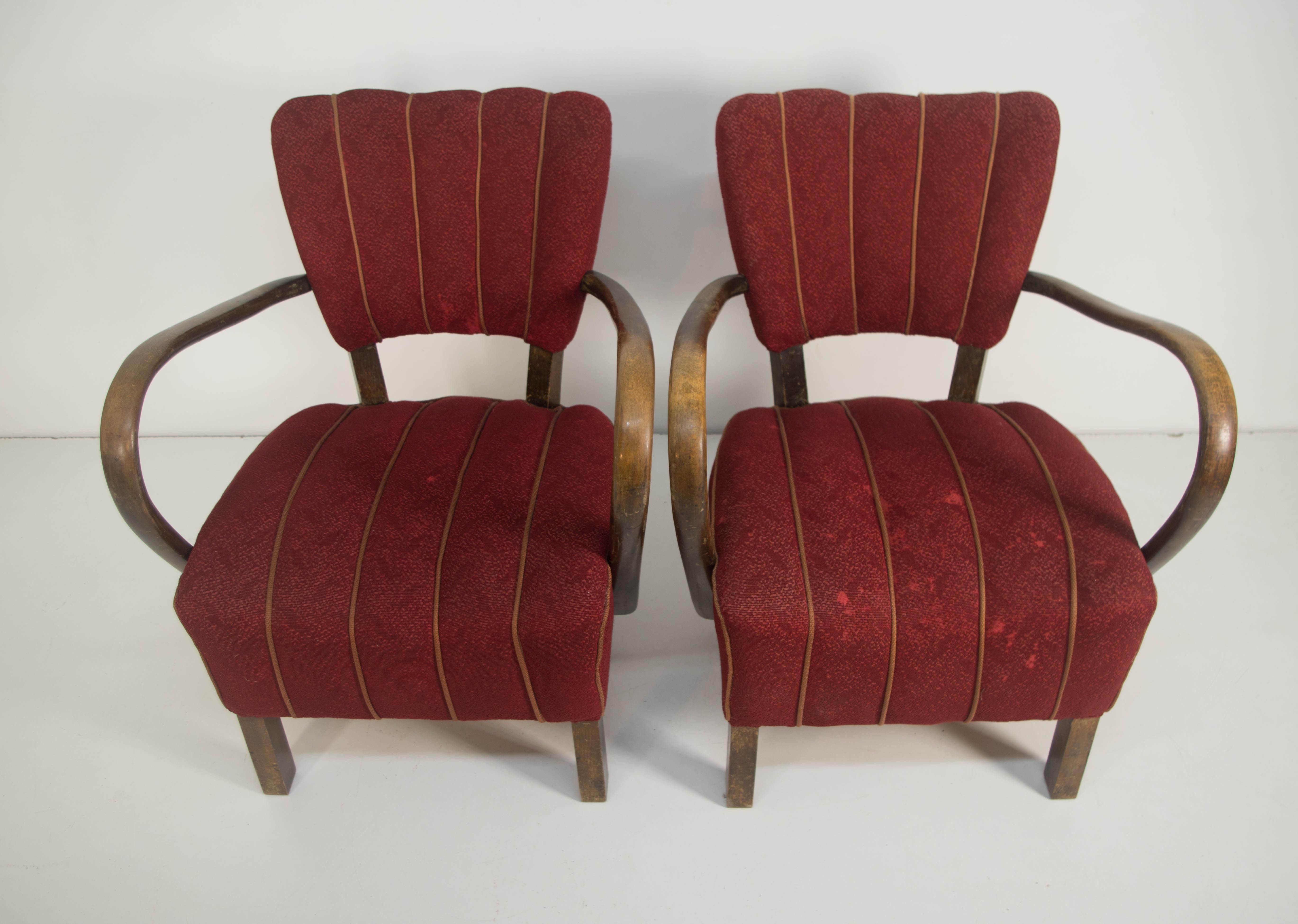 Art déco-Sessel H-237 von Halabala, 2er-Set, Halabala (Mitte des 20. Jahrhunderts) im Angebot