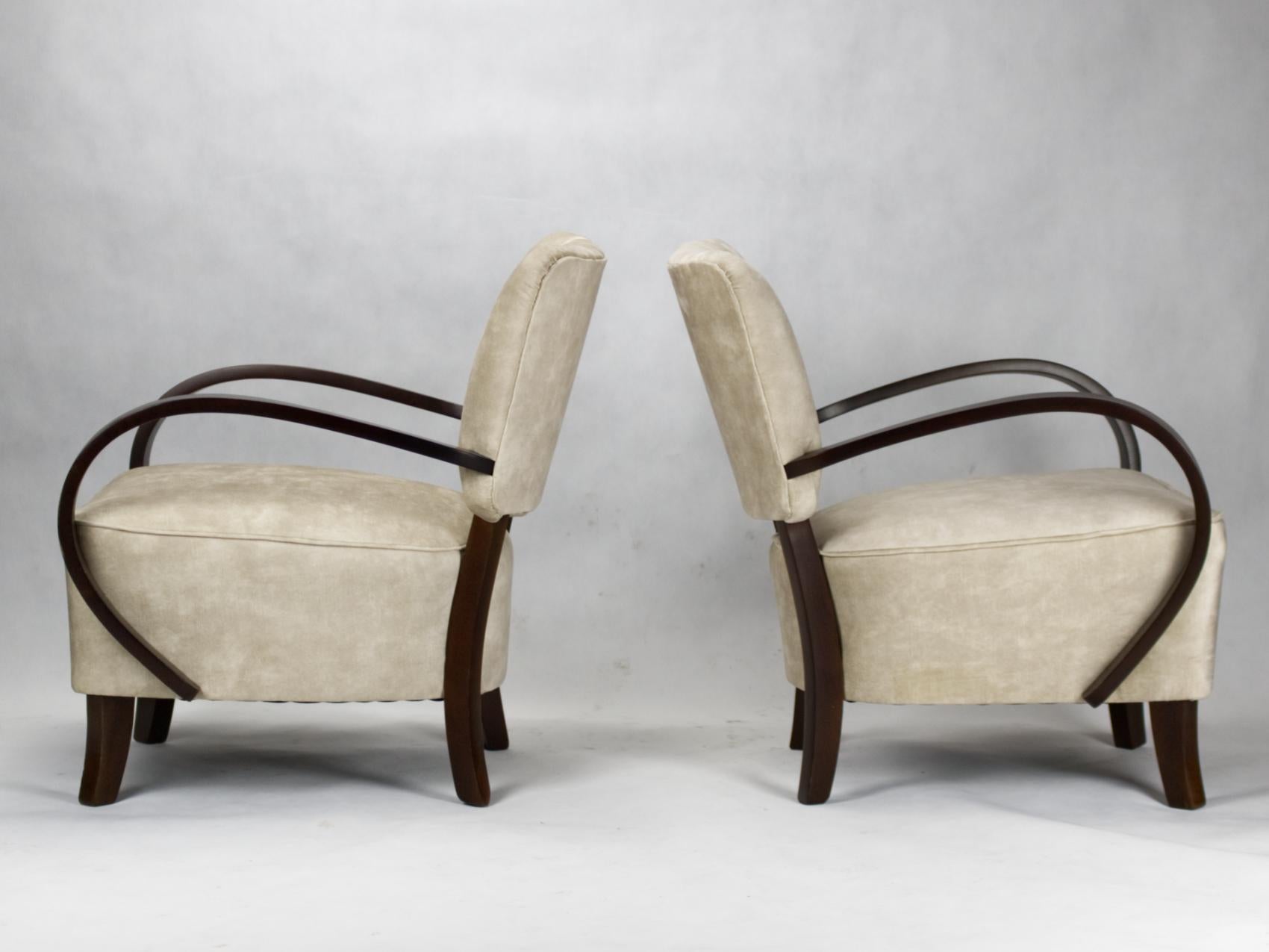 Art Deco Armchairs H 237 by Jindrich Halabala, 1930s In Excellent Condition In Lucenec, SK