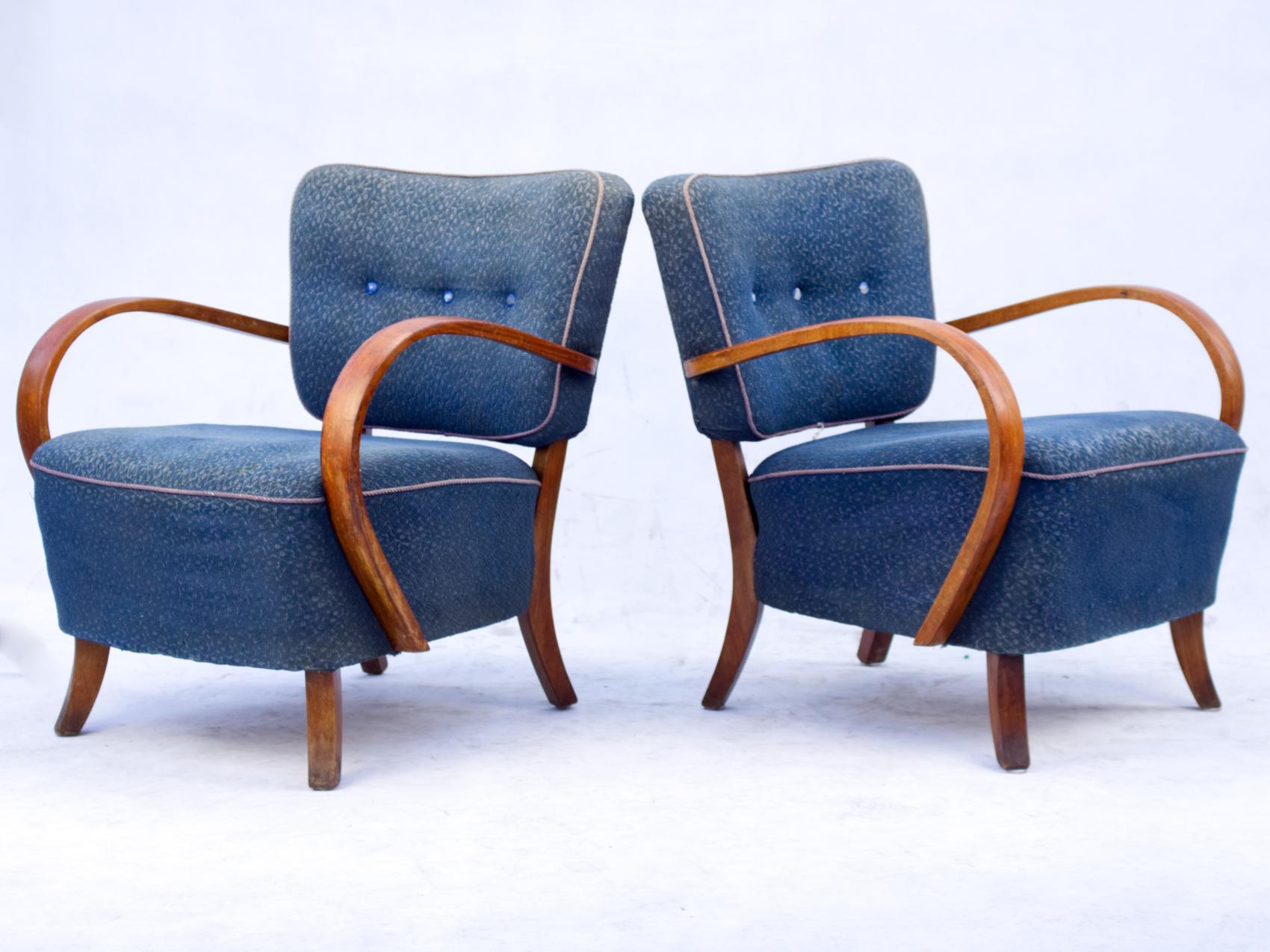 Art Deco Armchairs H 237 by Jindrich Halabala, 1930s In Good Condition In Lucenec, SK