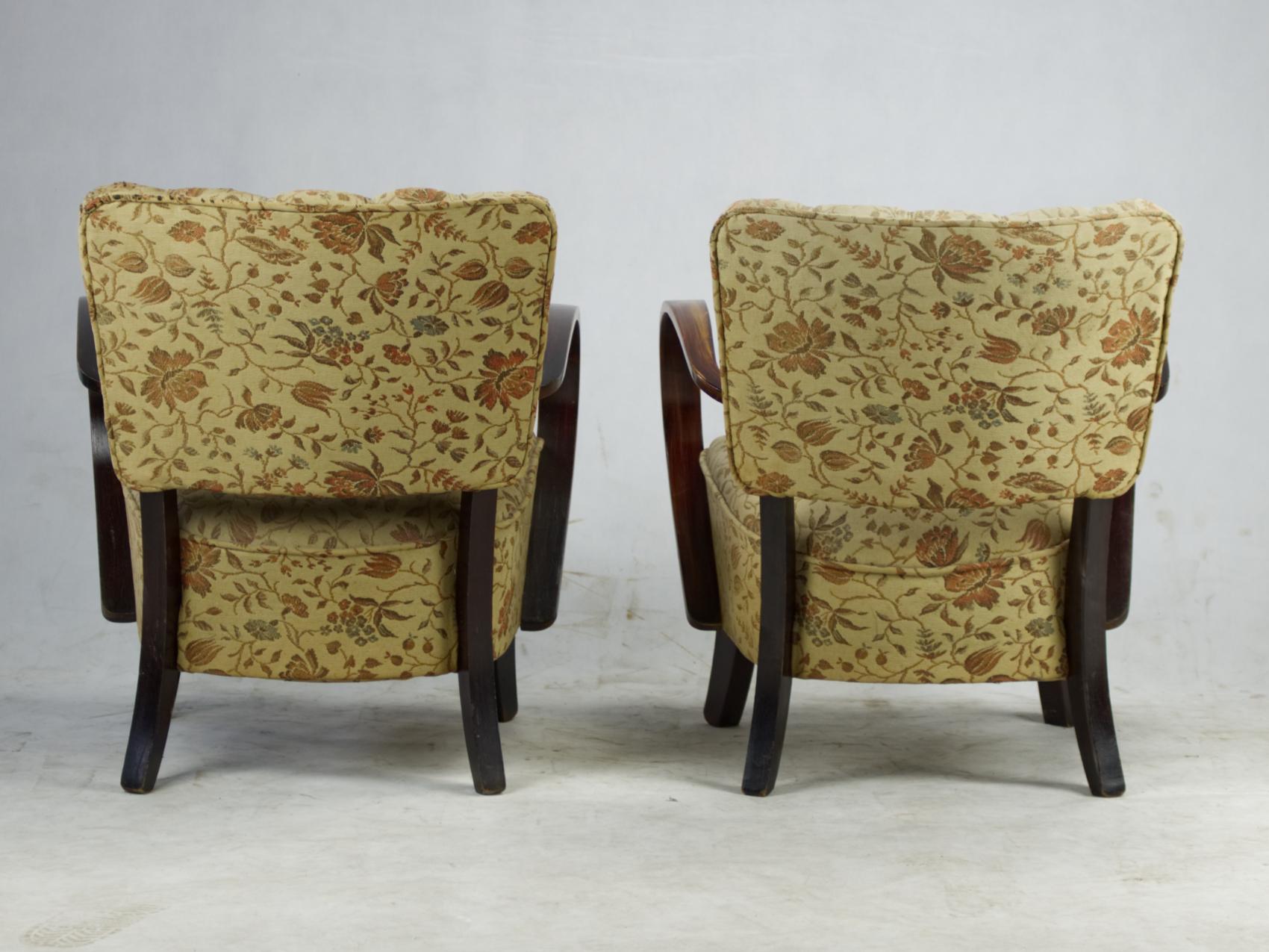 Czech Art Deco Armchairs H 237 by Jindrich Halabala, 1930s