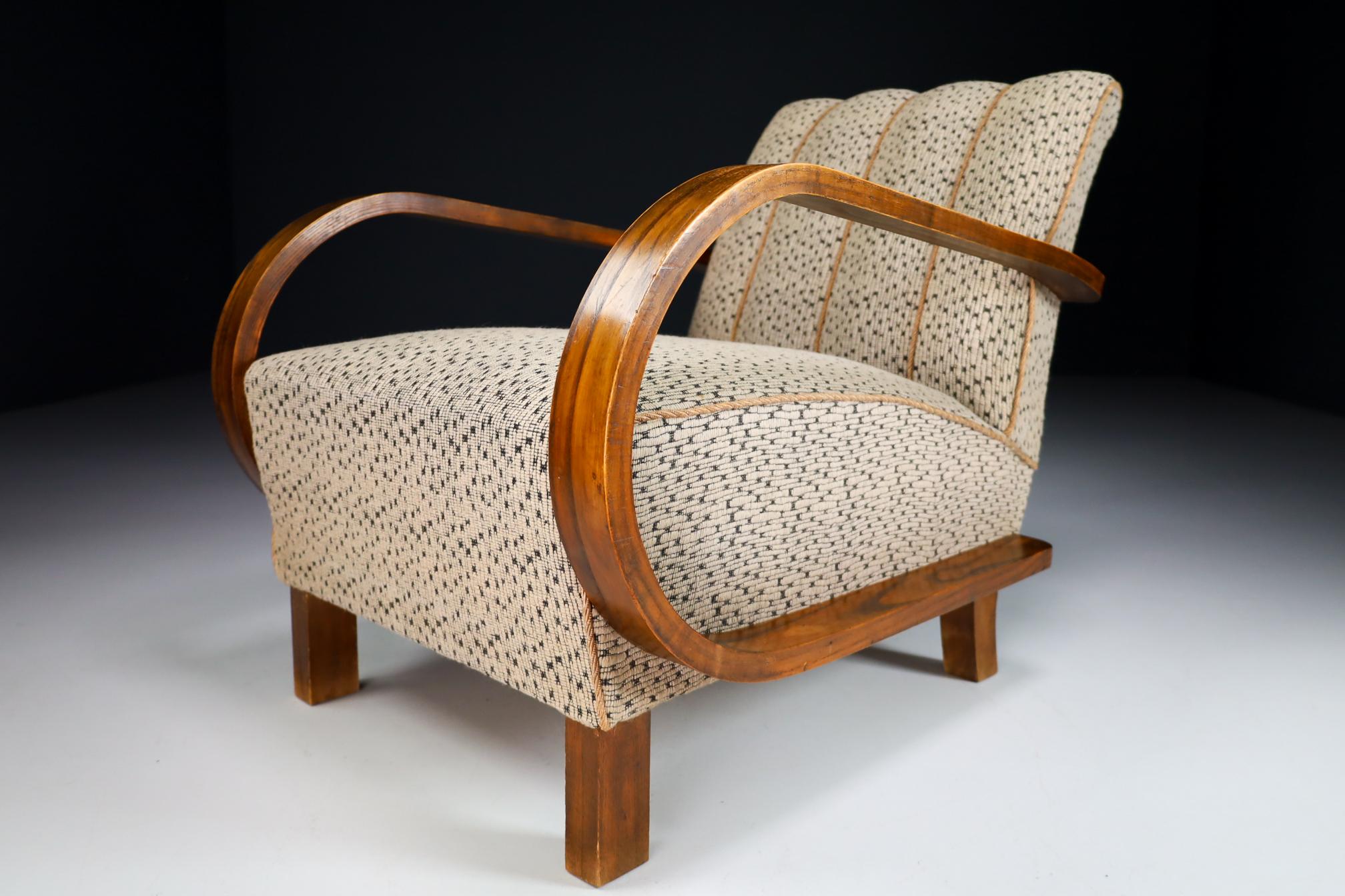 Art-Deco Armchairs in Bentwood and Original Fabric, Austria, 1930s For Sale 2