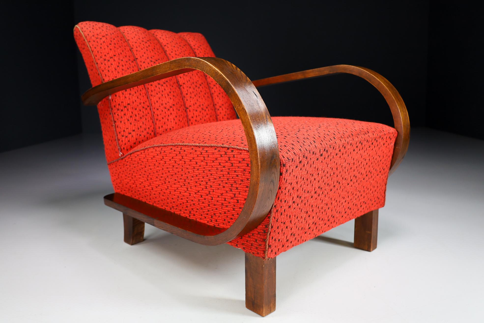 20th Century Art-Deco Armchairs in Bentwood and Original Fabric, Austria, 1930s For Sale