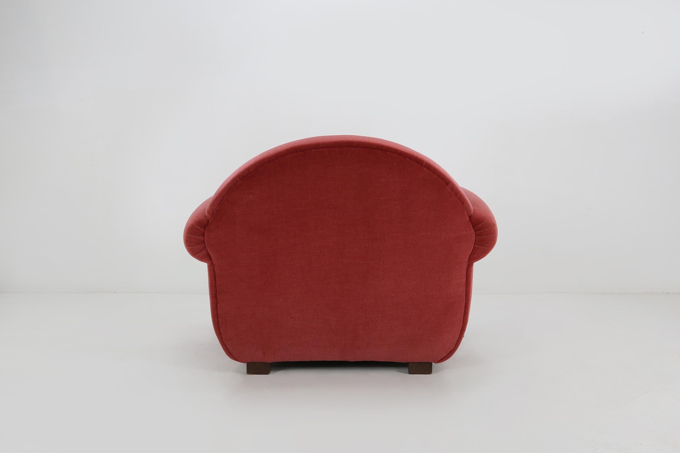 Art Deco armchairs in red upholstery, 1930 6