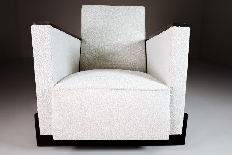 Art-Deco Armchairs in Reupholstered in Boucle Wool Fabric, France, 1930s For Sale 3