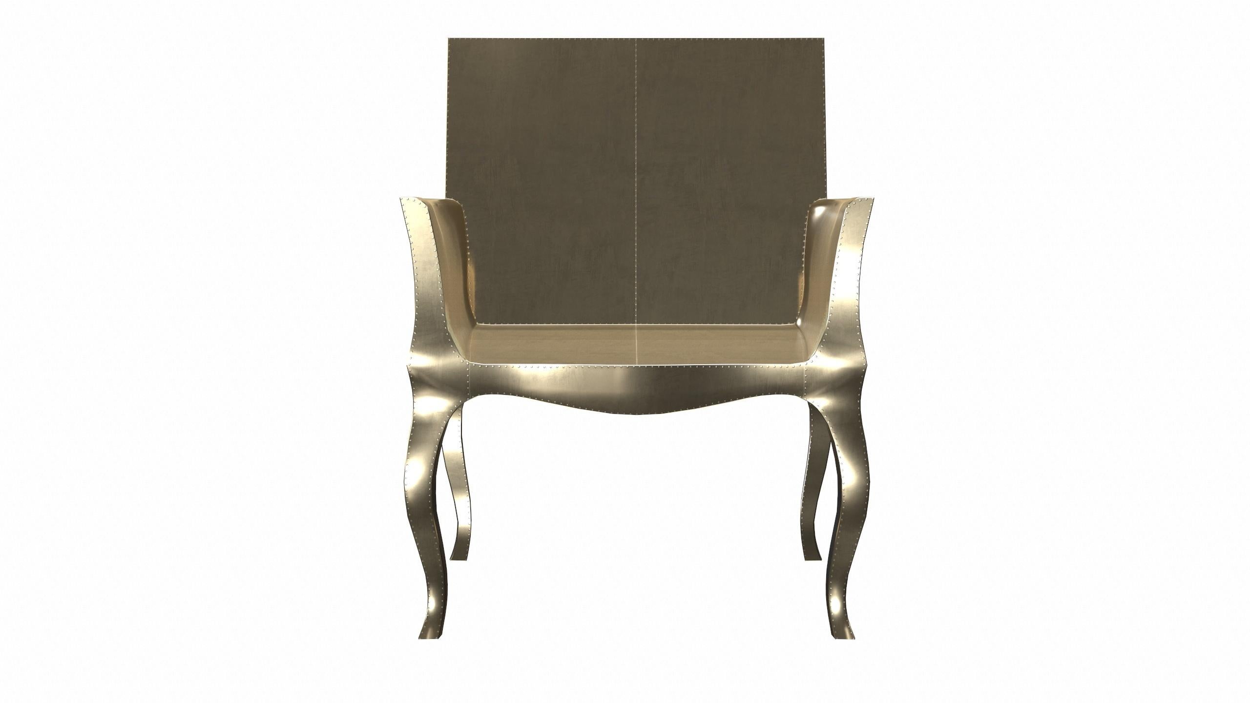 Indian Art Deco Armchairs in Smooth Brass by Paul Mathieu for S. Odegard For Sale