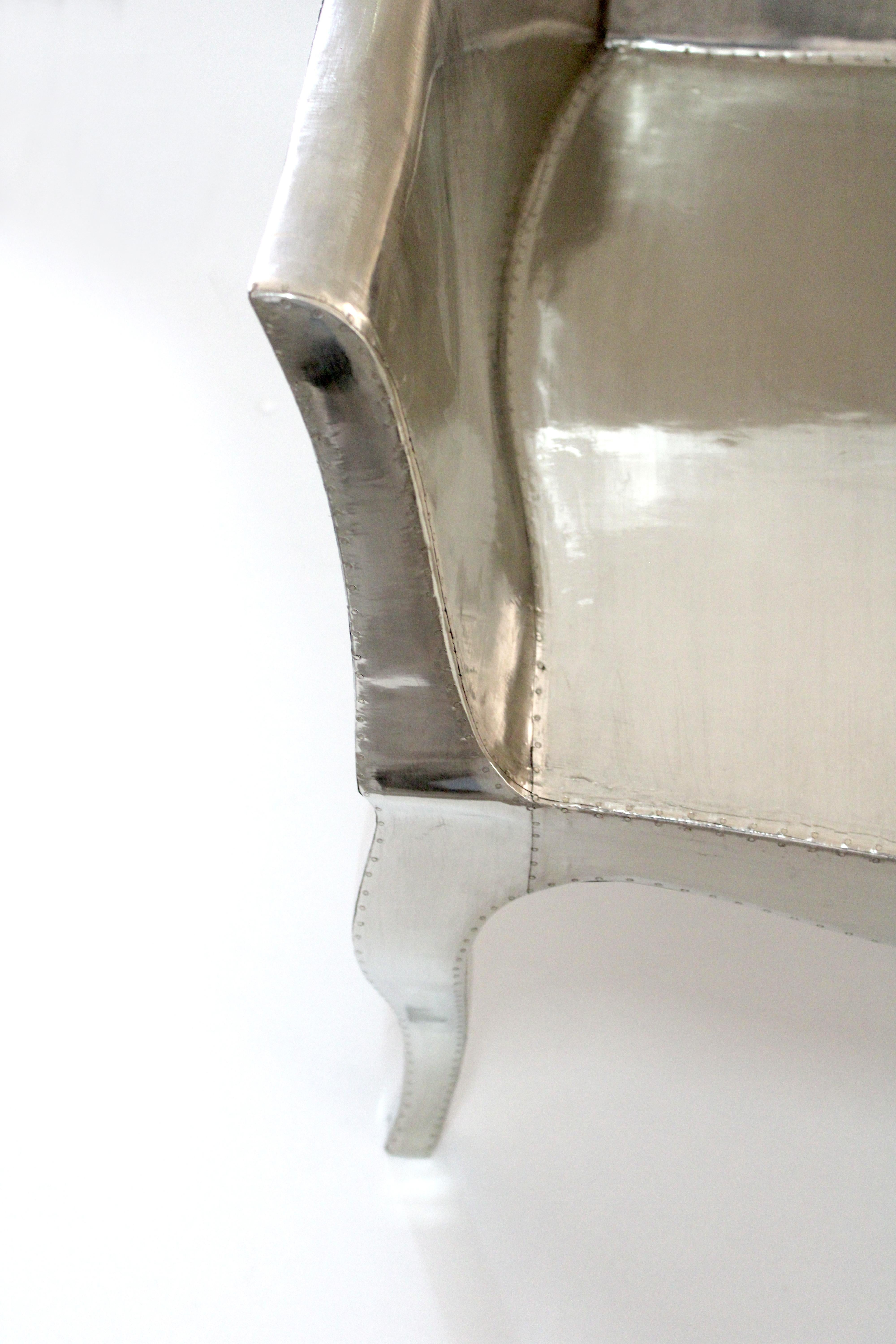 Indian Art Deco Armchairs in Smooth White Bronze by Paul Mathieu for S. Odegard For Sale