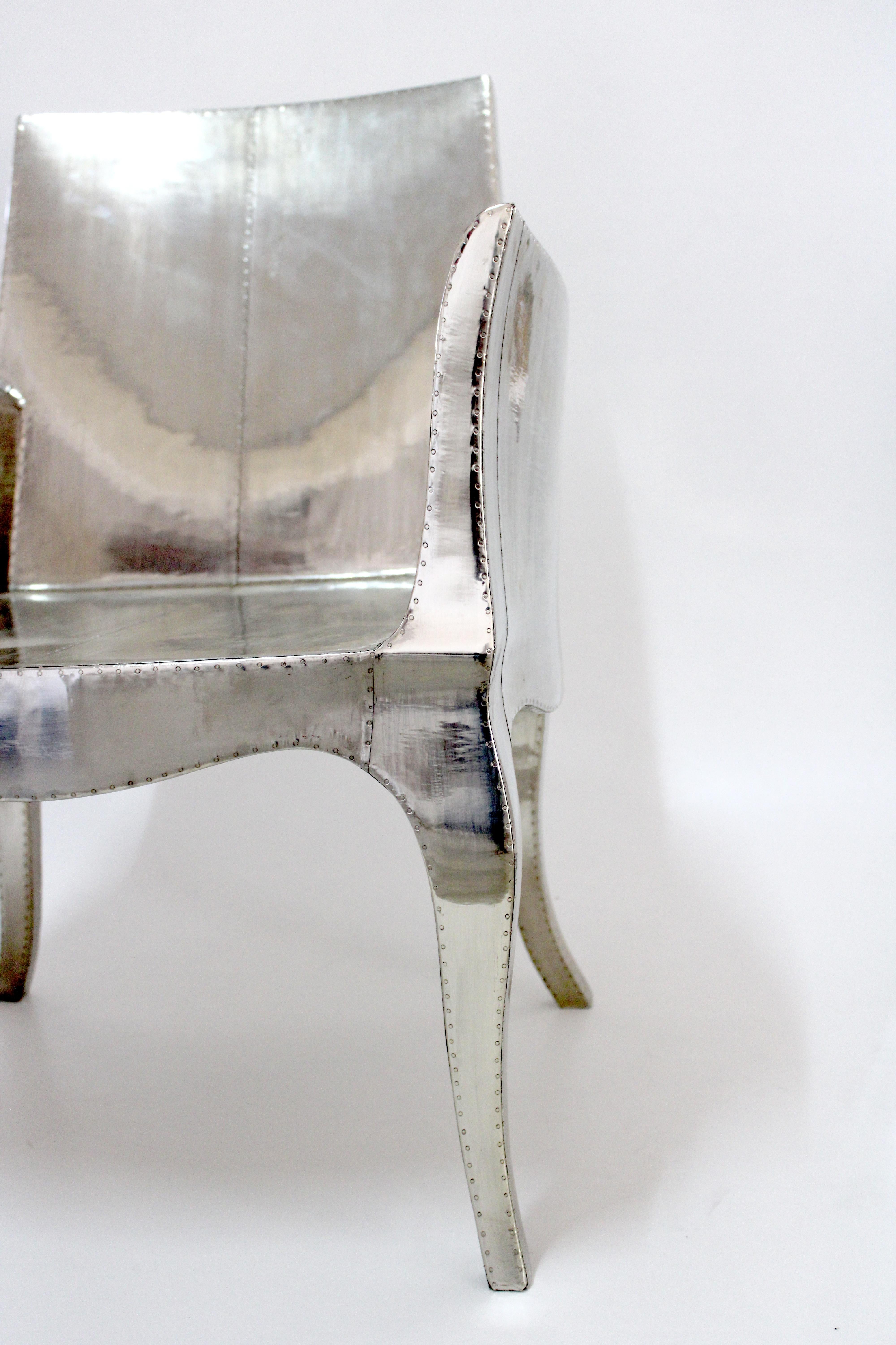 Hammered Art Deco Armchairs in Smooth White Bronze by Paul Mathieu for S. Odegard For Sale