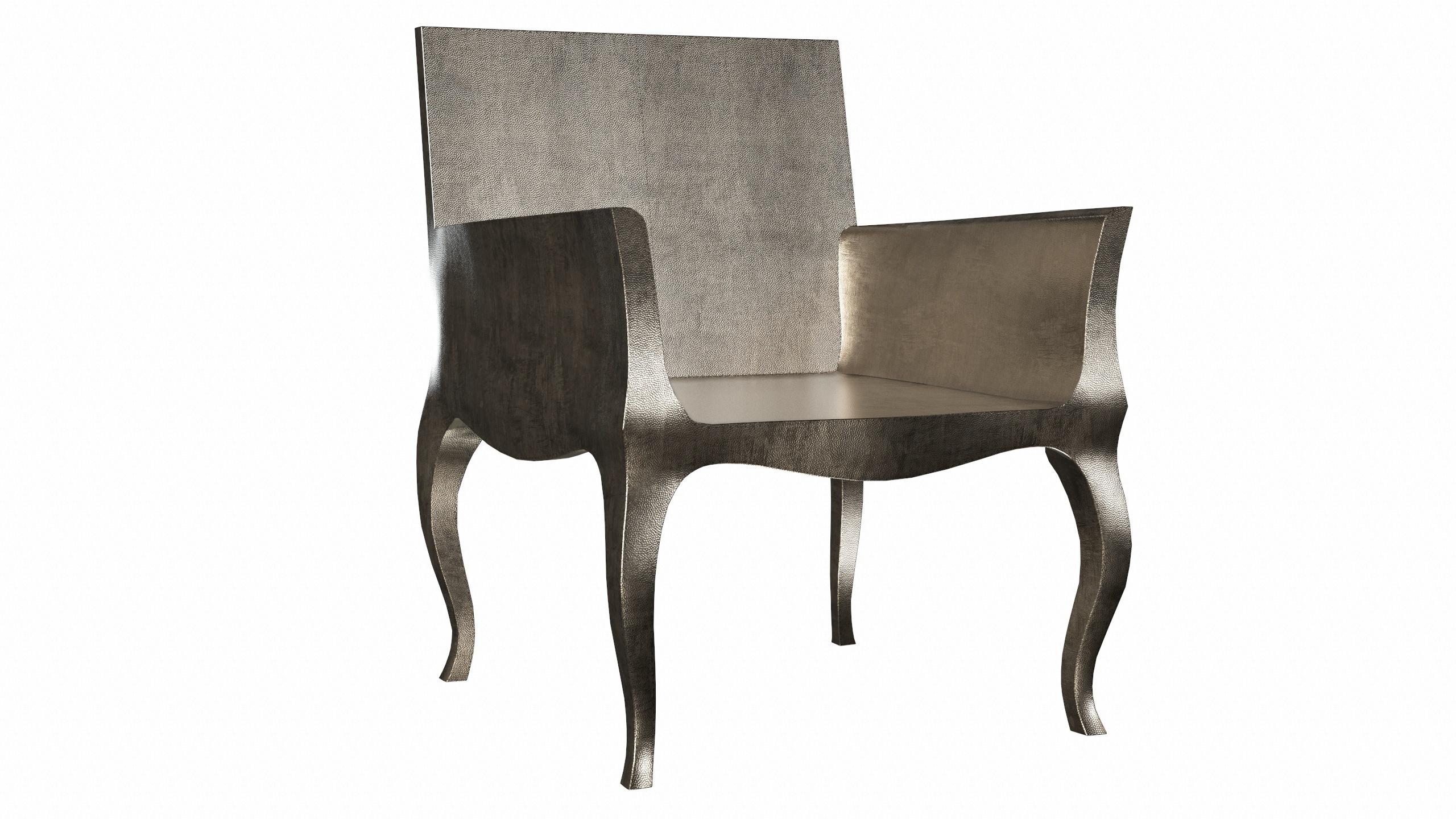 Contemporary Art Deco Armchairs Mid Hammered in Antique White Bronze by Paul Mathieu For Sale