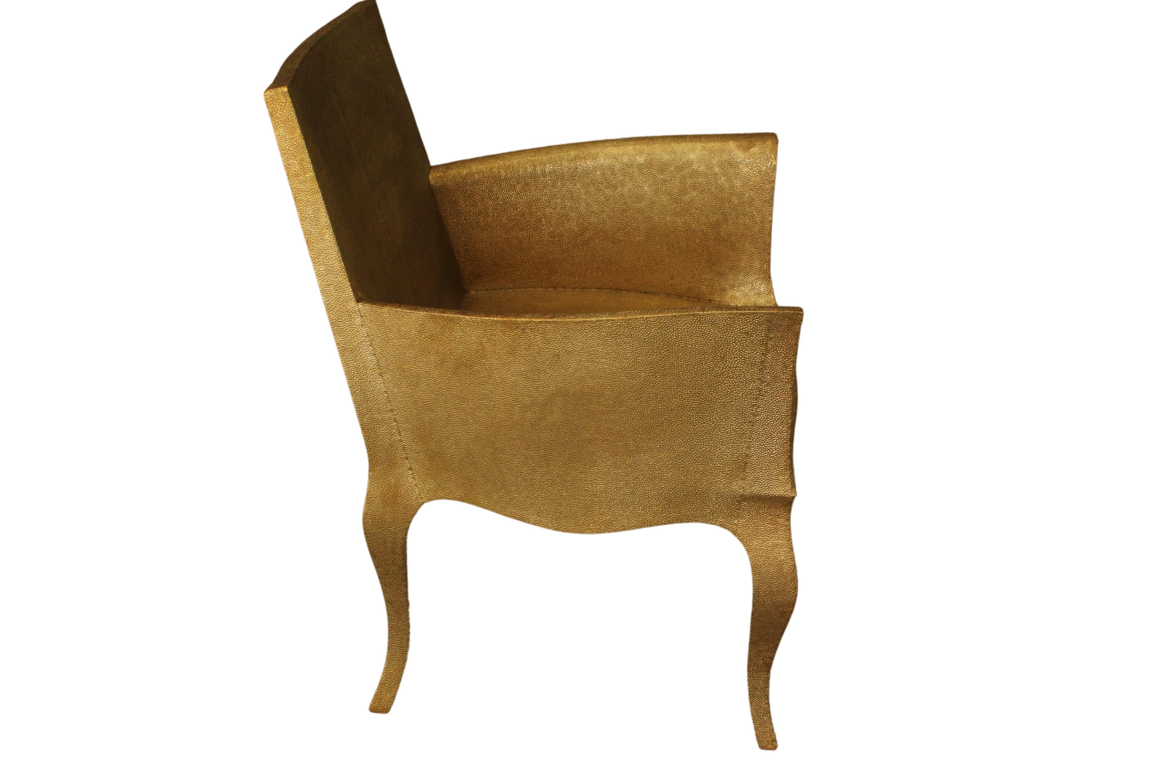 Metal Art Deco Armchairs Mid Hammered in Brass by Paul Mathieu For Sale