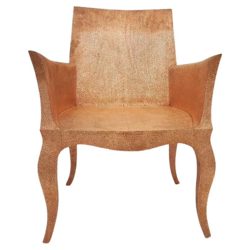 Art Deco Armchairs Mid Hammered in Copper by Paul Mathieu For Sale