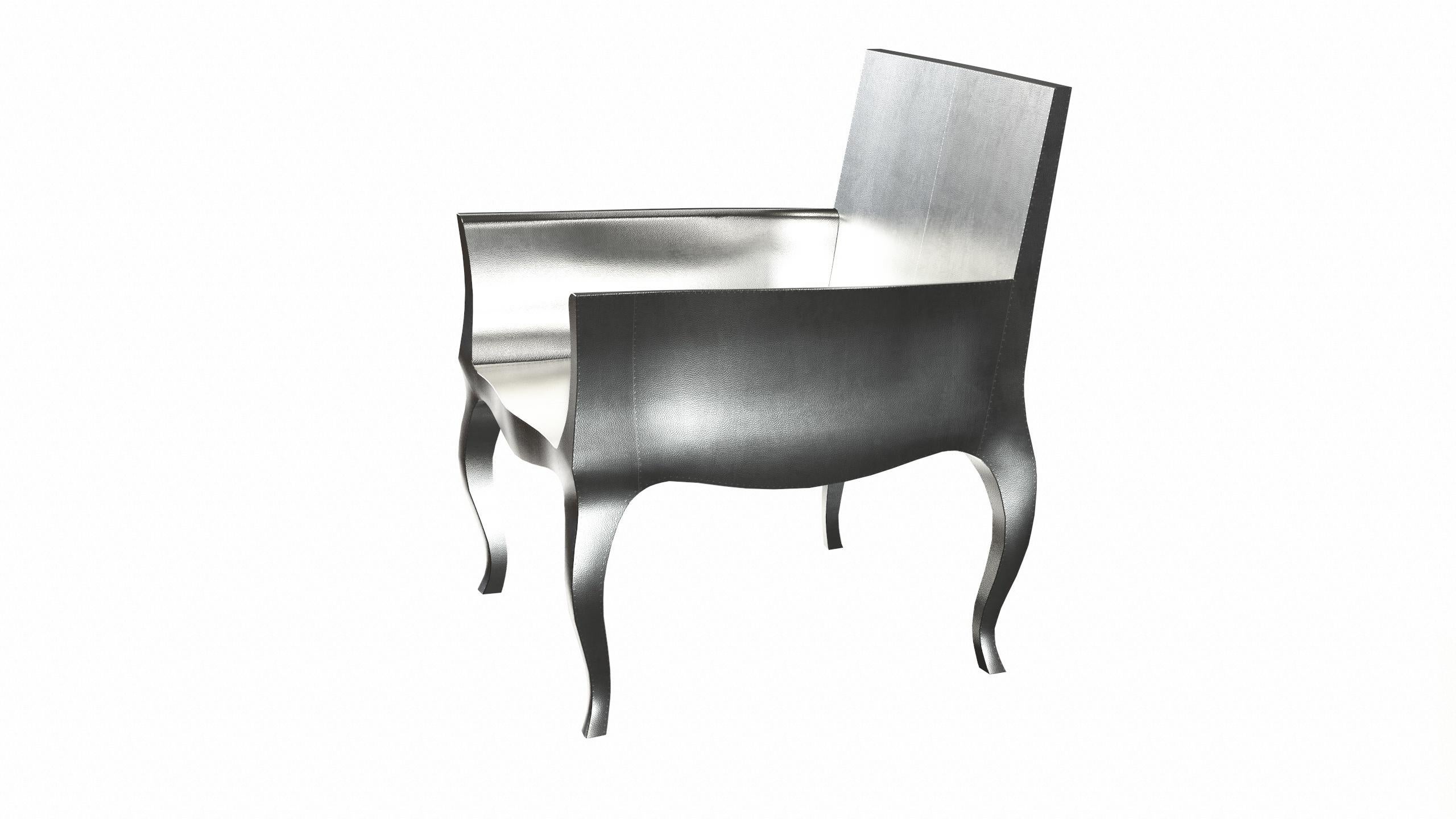 Art Deco Armchairs Mid Hammered in White Bronze by Paul Mathieu for S. Odegard In New Condition For Sale In New York, NY