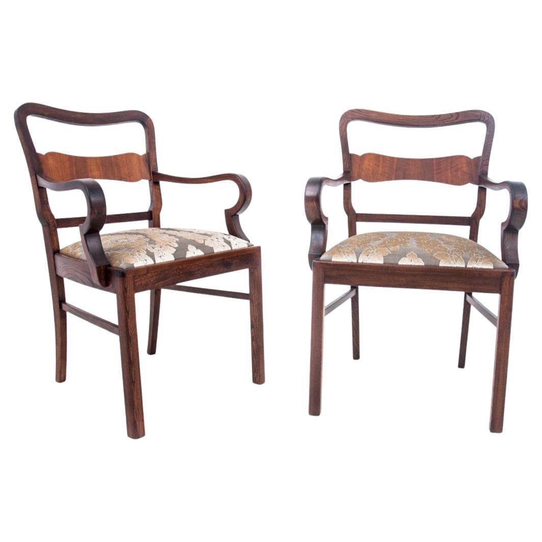 Art Deco Armchairs, Poland, 1940s, After Renovation For Sale