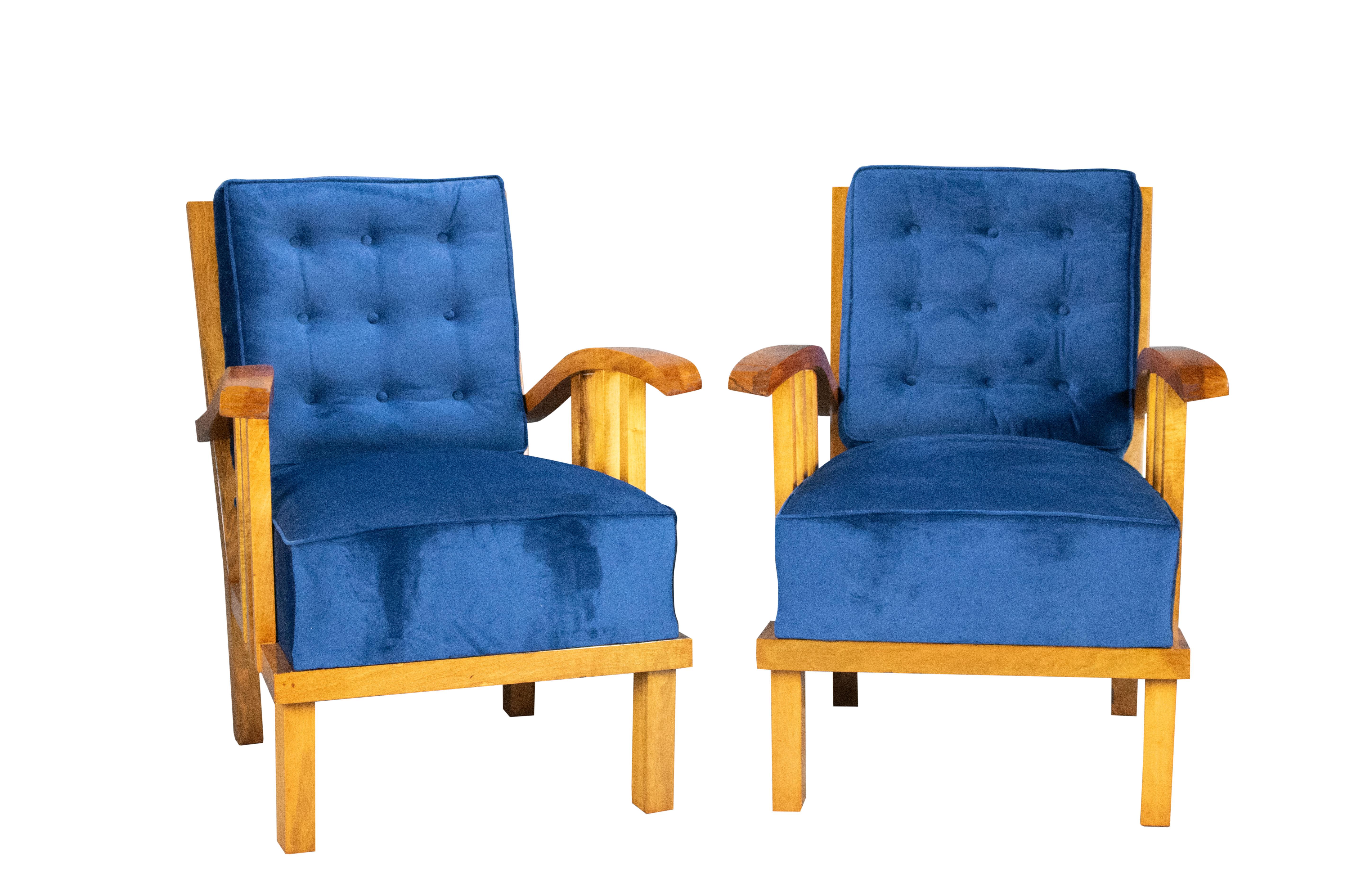 Hungarian Art Deco Armchairs, Set of 2 For Sale