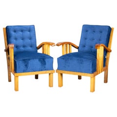 Antique Art Deco Armchairs, Set of 2