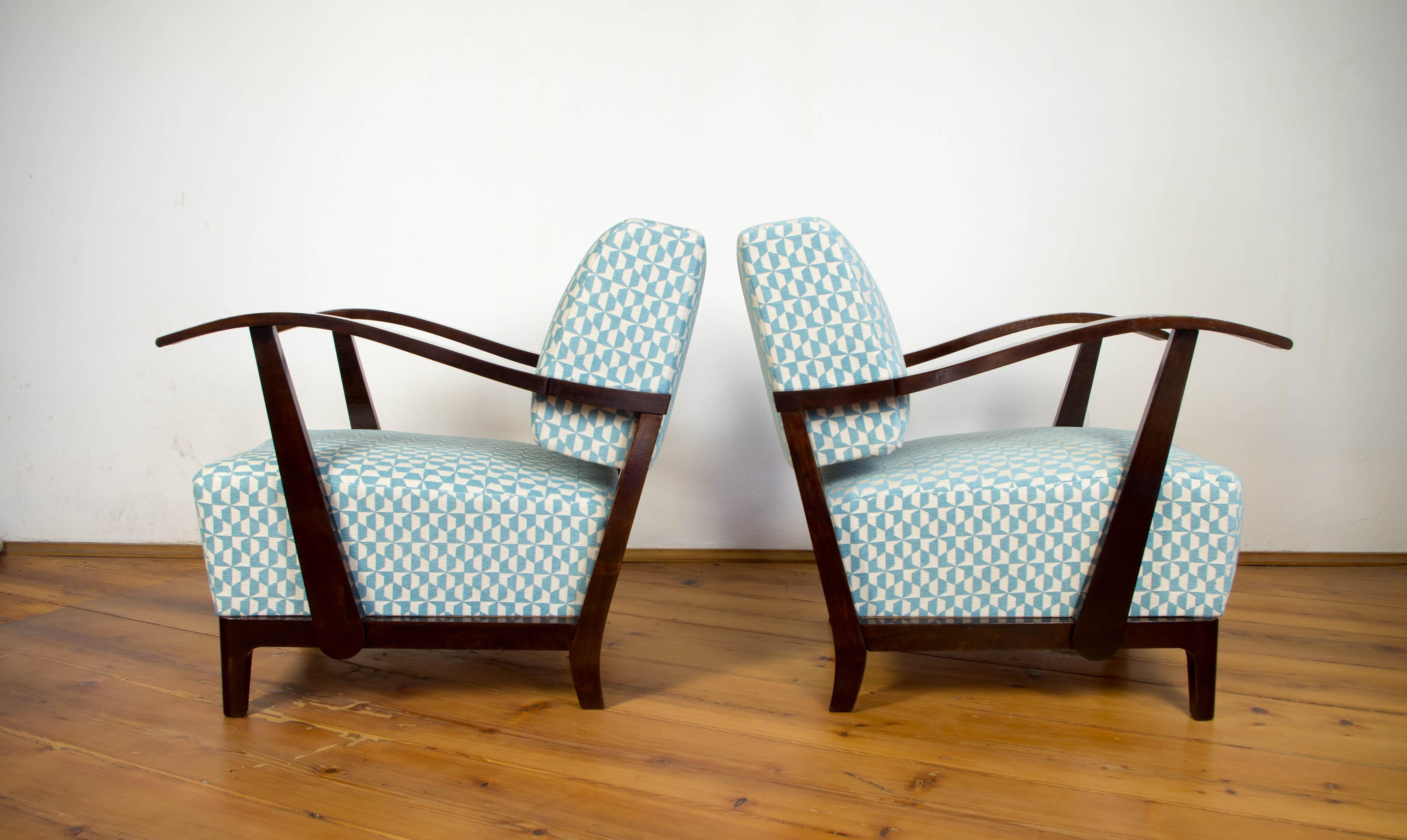 Art Deco Armchairs, Set of Two, 1920s 4