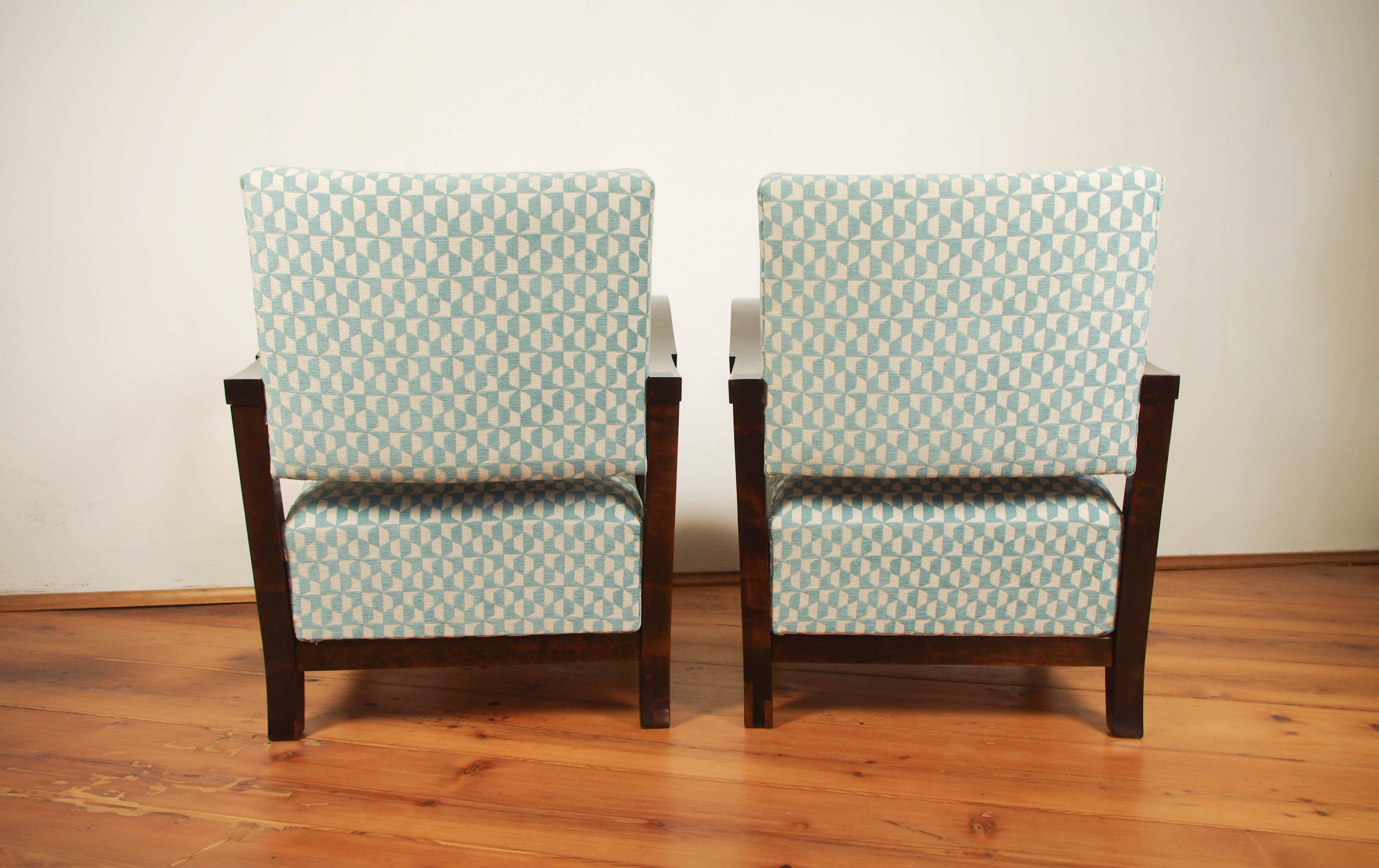 Early 20th Century Art Deco Armchairs, Set of Two, 1920s